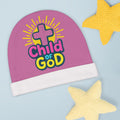 Child of God Baby Beanie — Christian Infant Hat with Cross Design-PINK-one size