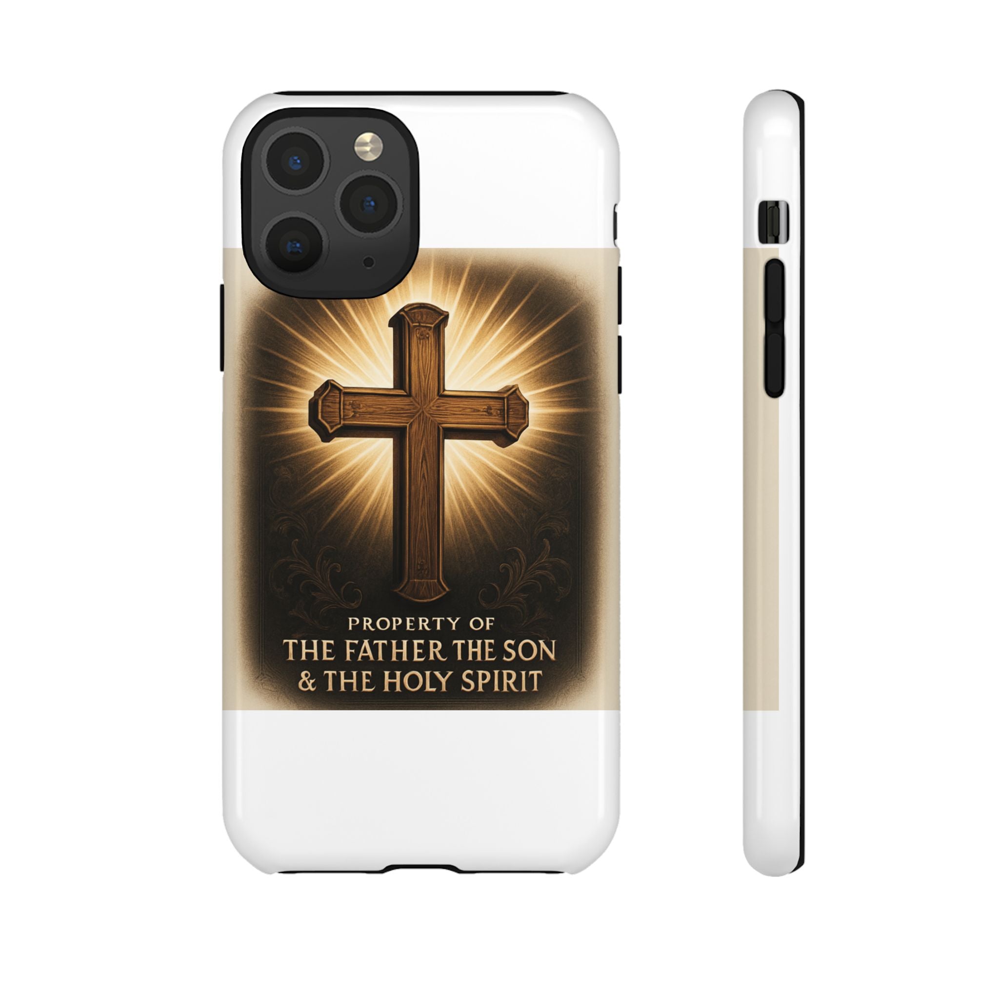 Christian Cross Phone Case — "Property of The Father, The Son & The Holy Spirit"