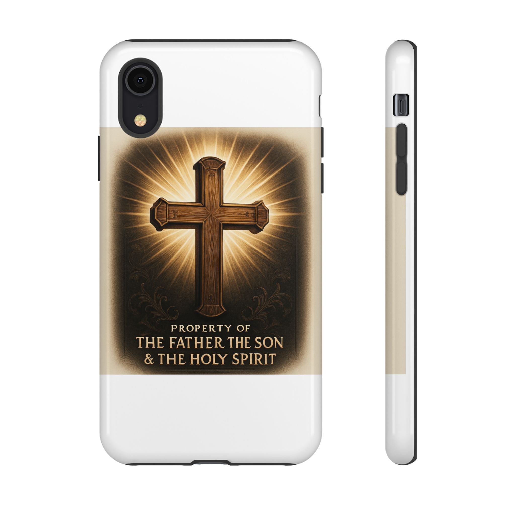 Christian Cross Phone Case — "Property of The Father, The Son & The Holy Spirit"