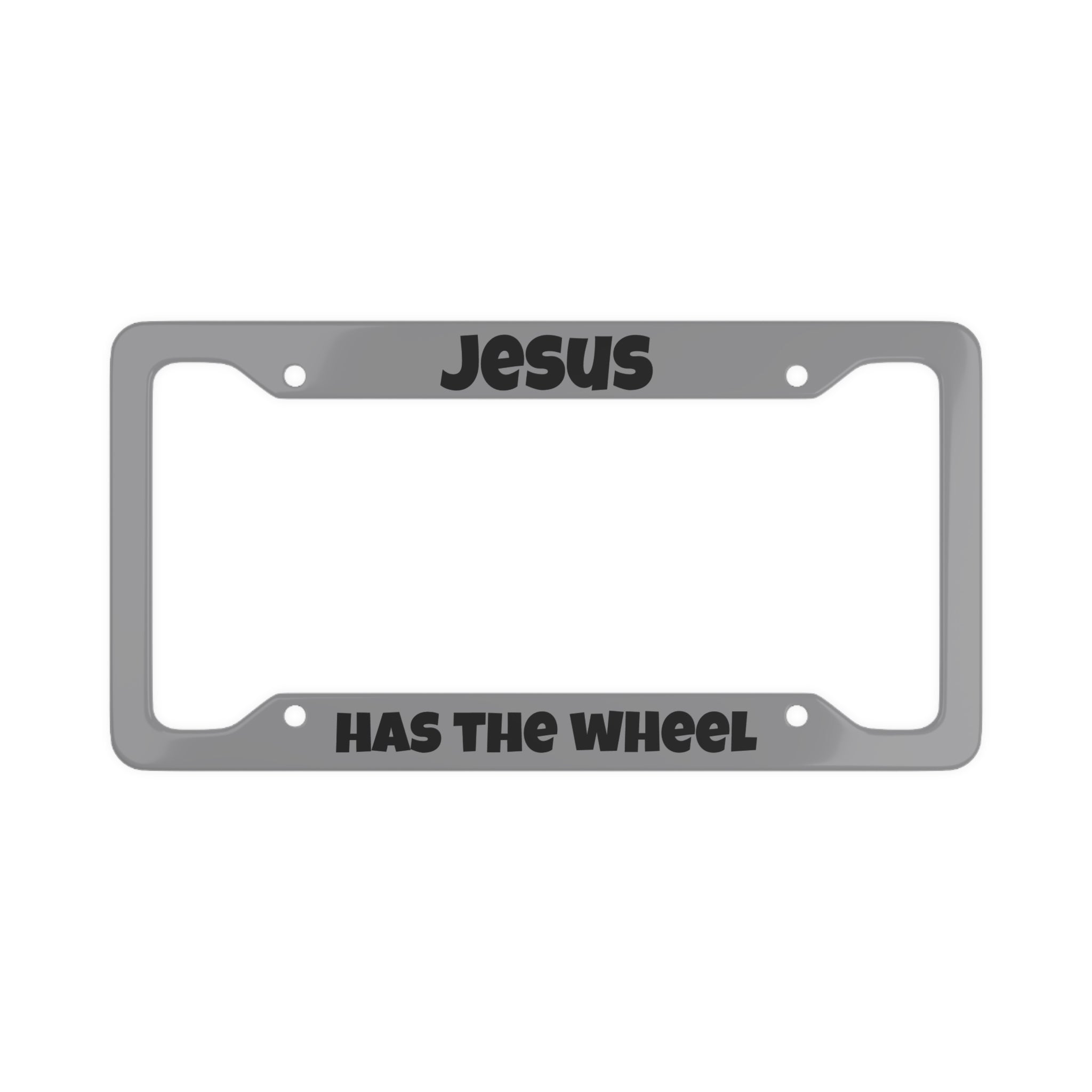 Jesus Has The Wheel License Plate Frame - Inspirational Car Accessory