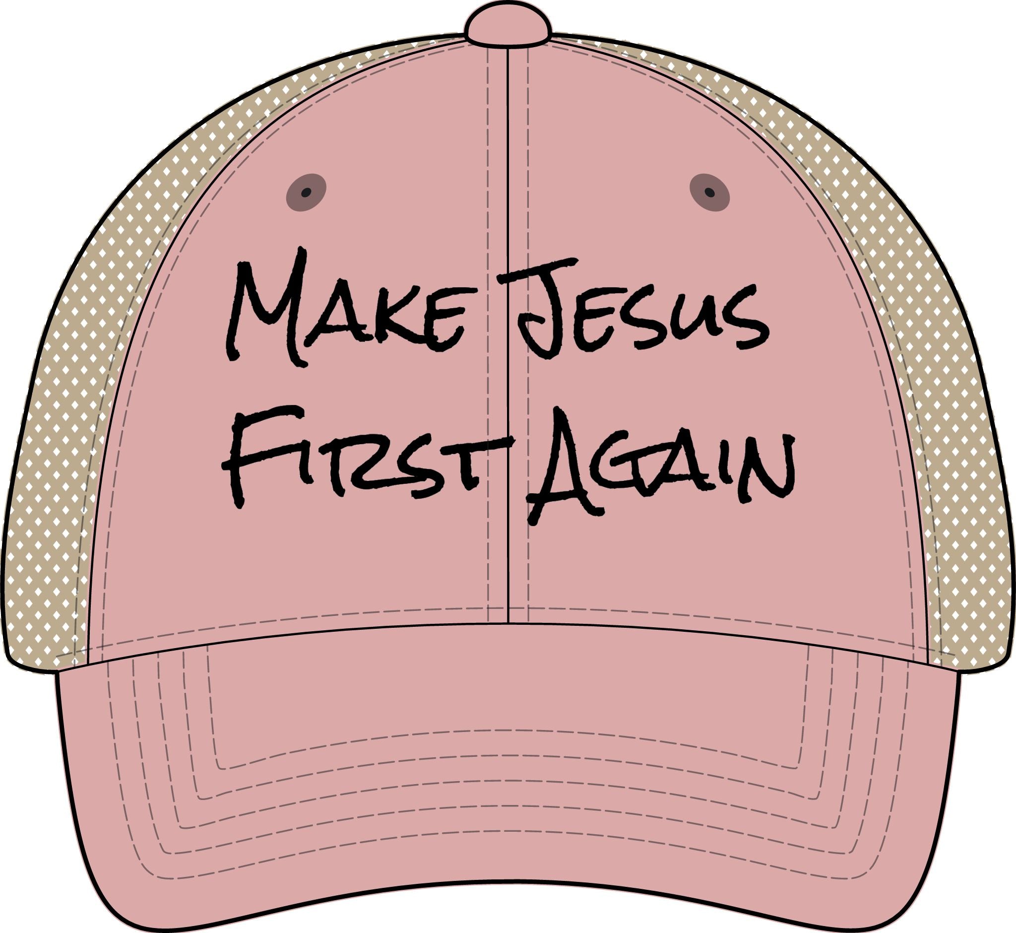 Women's Washed Mesh-Back Cap-Make Jesus First Again