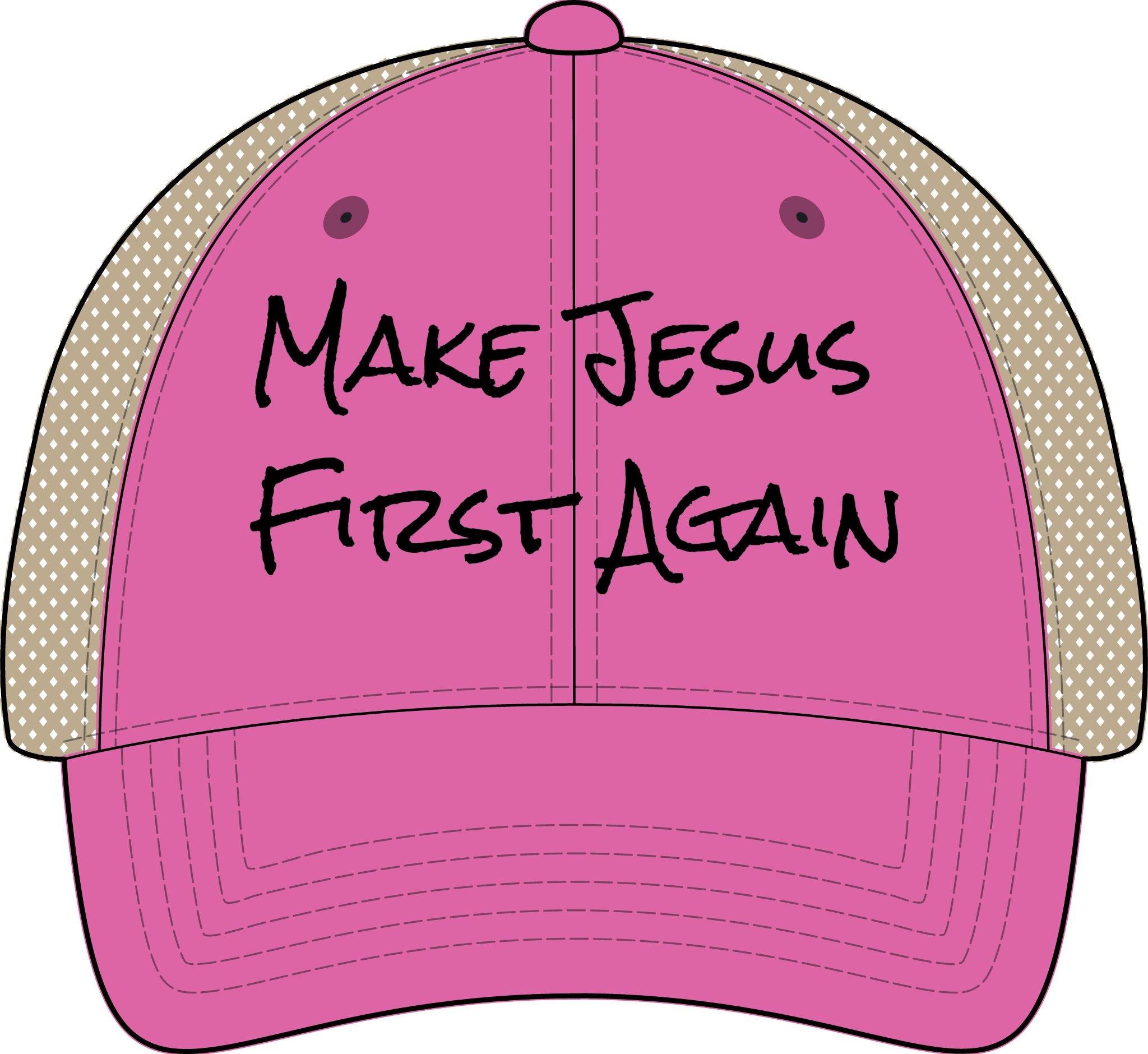 Women's Washed Mesh-Back Cap-Make Jesus First Again
