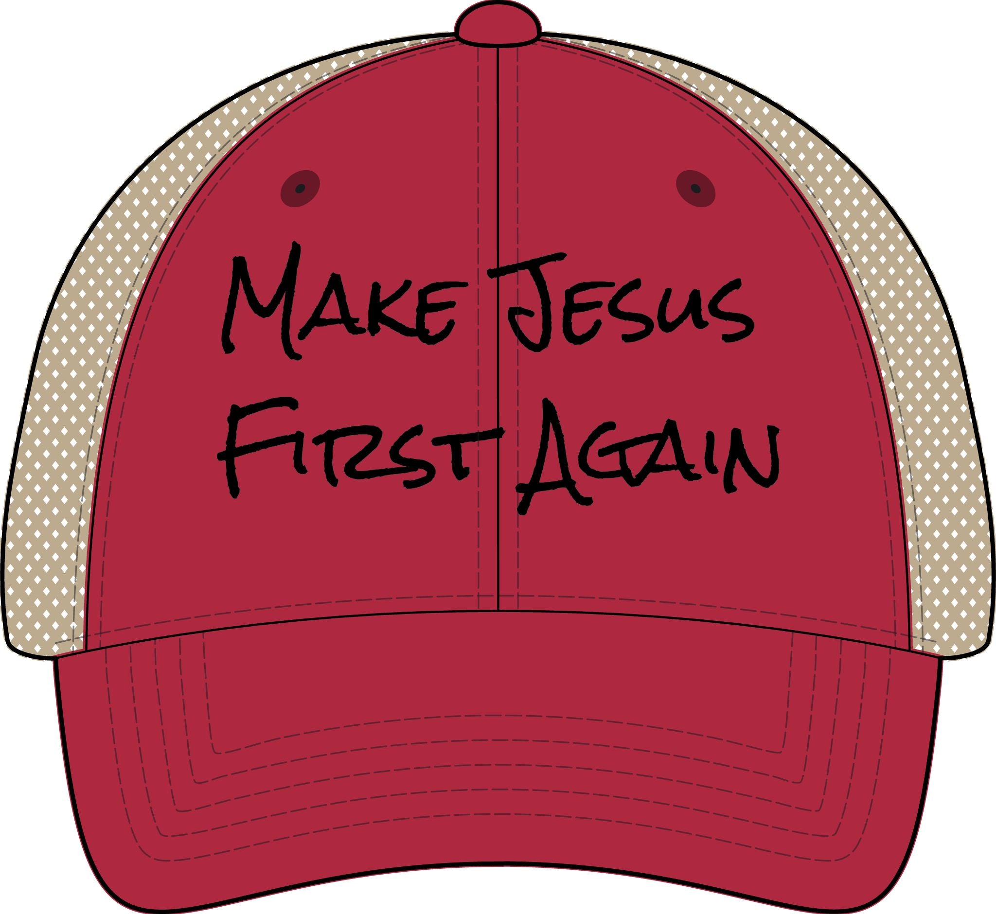 Women's Washed Mesh-Back Cap-Make Jesus First Again