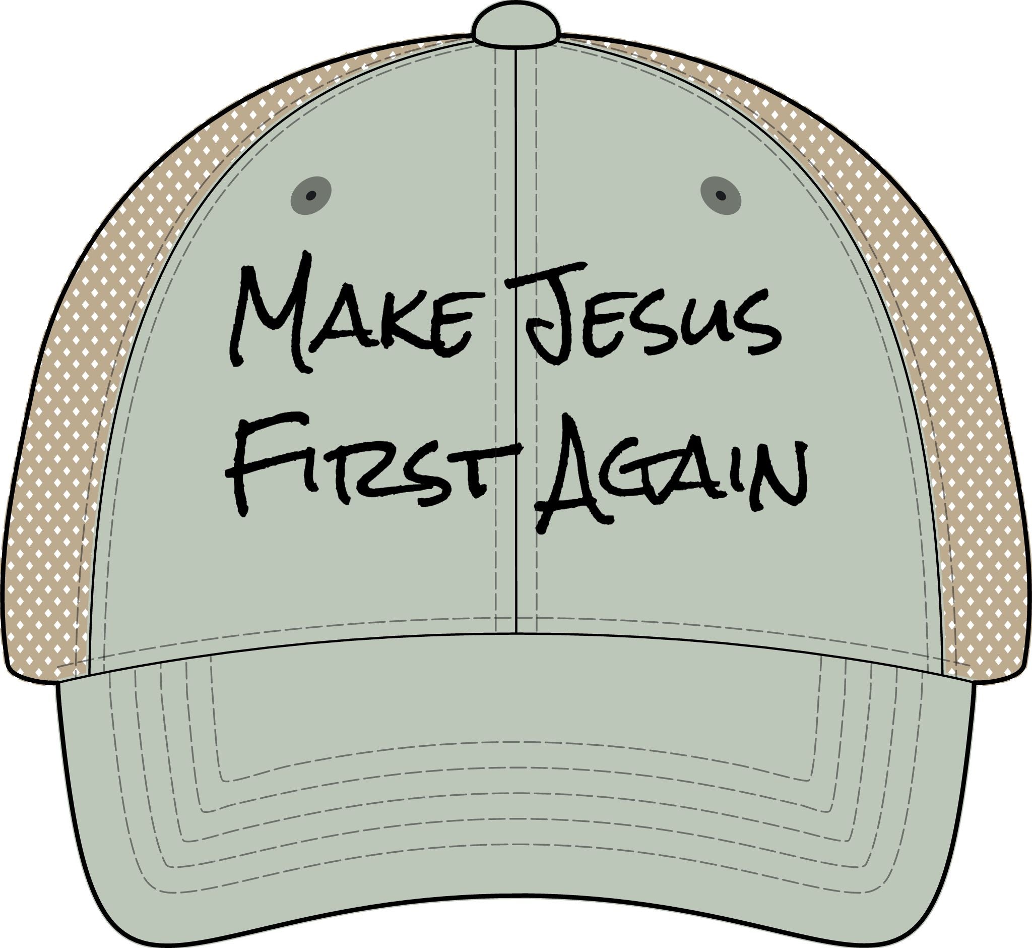 Women's Washed Mesh-Back Cap-Make Jesus First Again