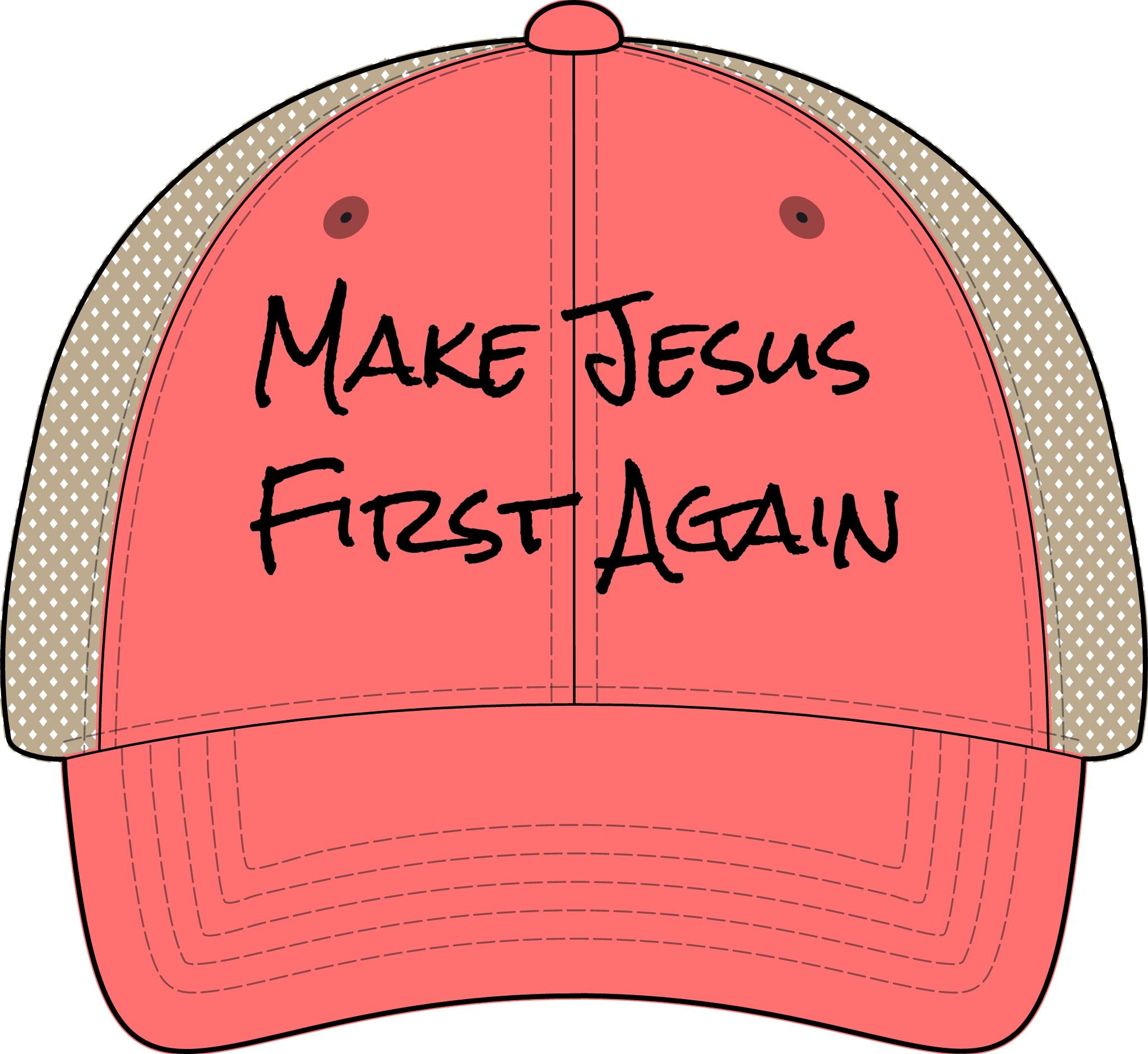 Women's Washed Mesh-Back Cap-Make Jesus First Again