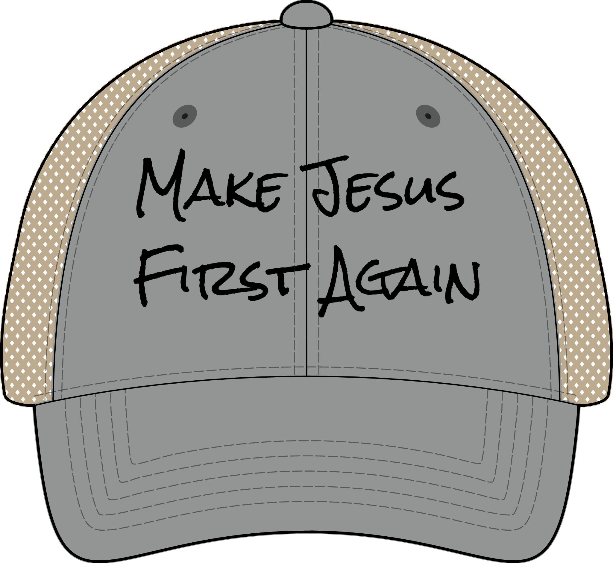 Women's Washed Mesh-Back Cap-Make Jesus First Again