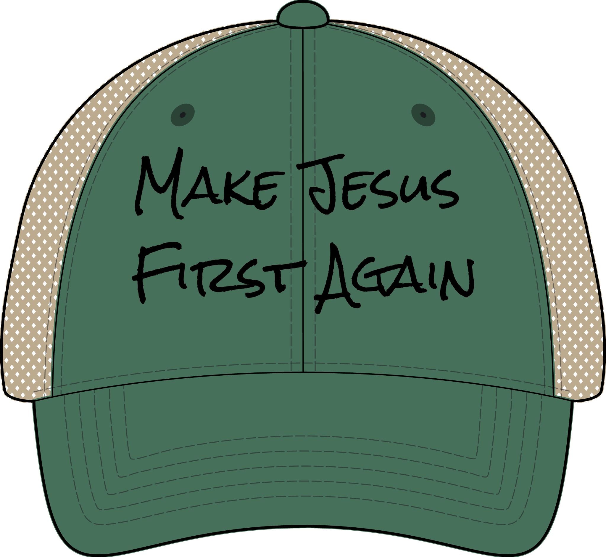 Women's Washed Mesh-Back Cap-Make Jesus First Again