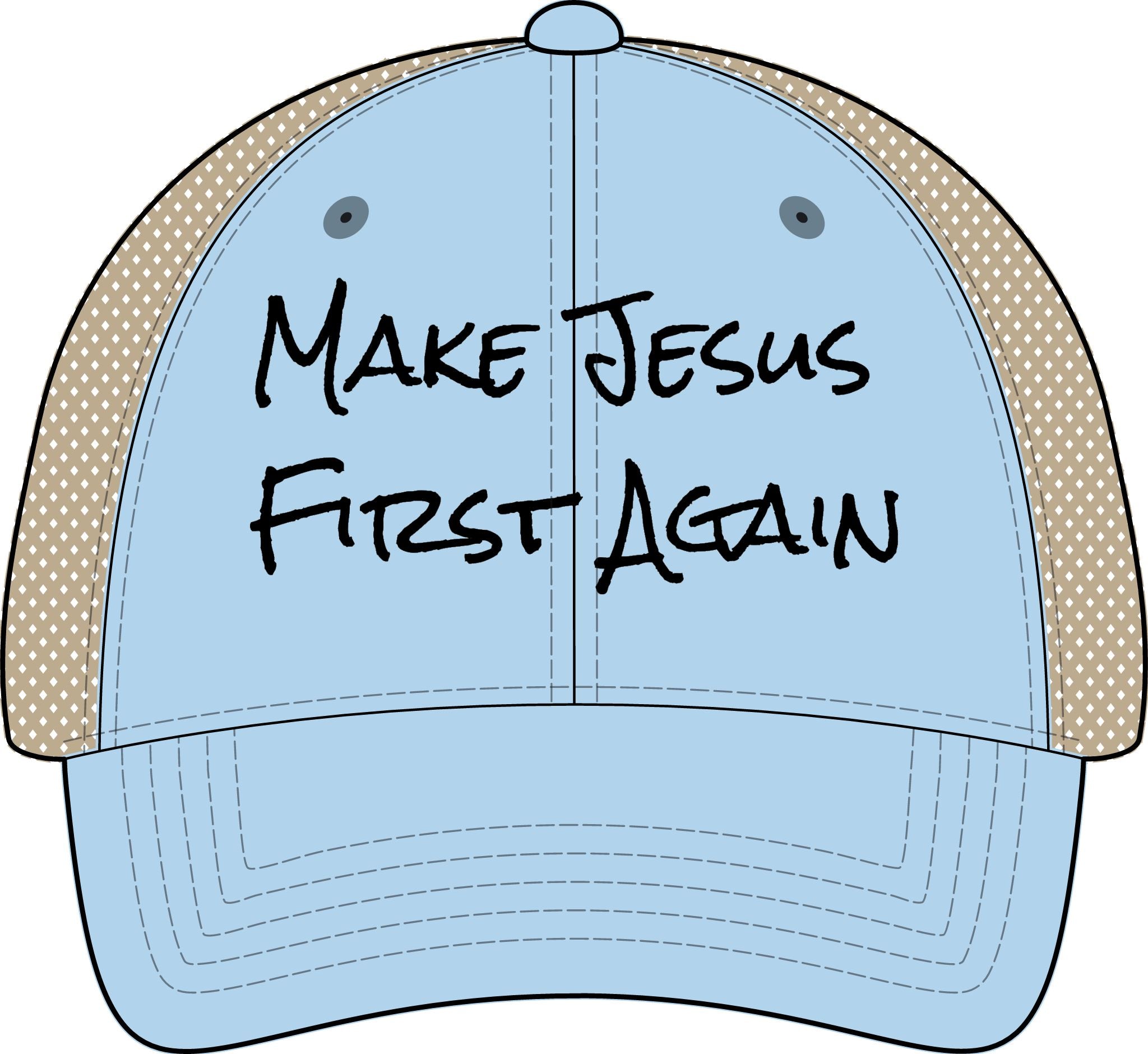 Women's Washed Mesh-Back Cap-Make Jesus First Again