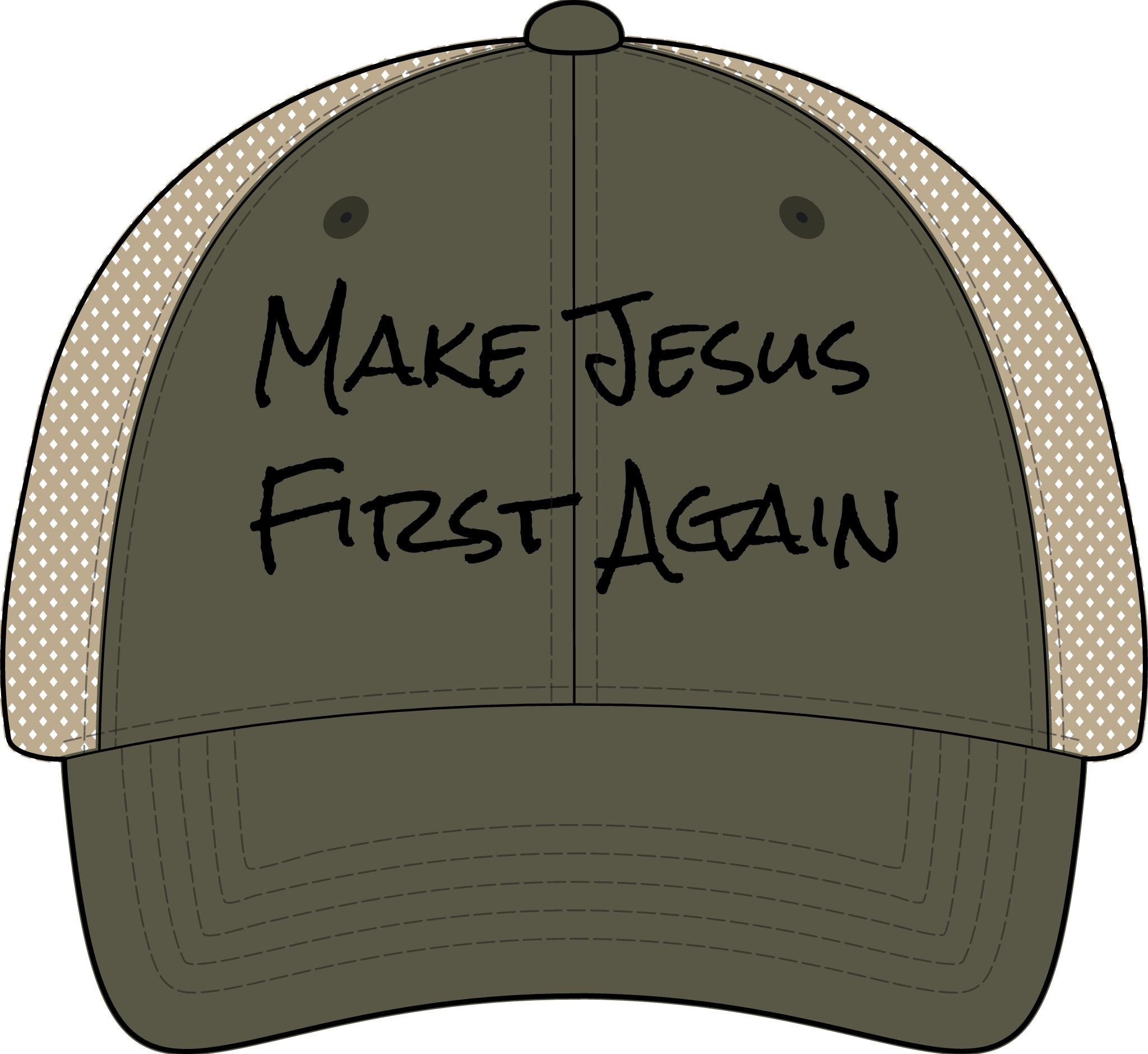 Women's Washed Mesh-Back Cap-Make Jesus First Again