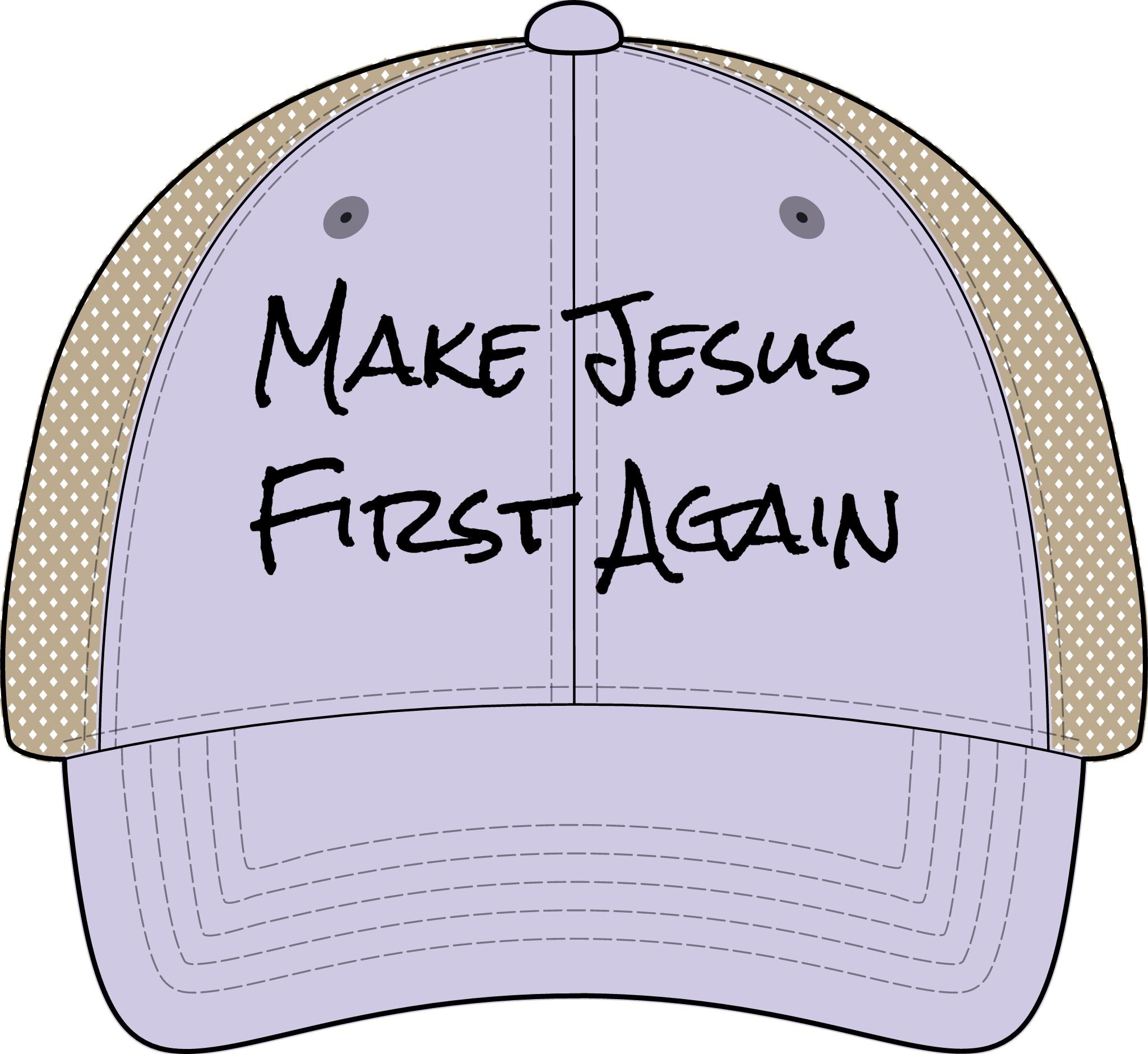 Women's Washed Mesh-Back Cap-Make Jesus First Again