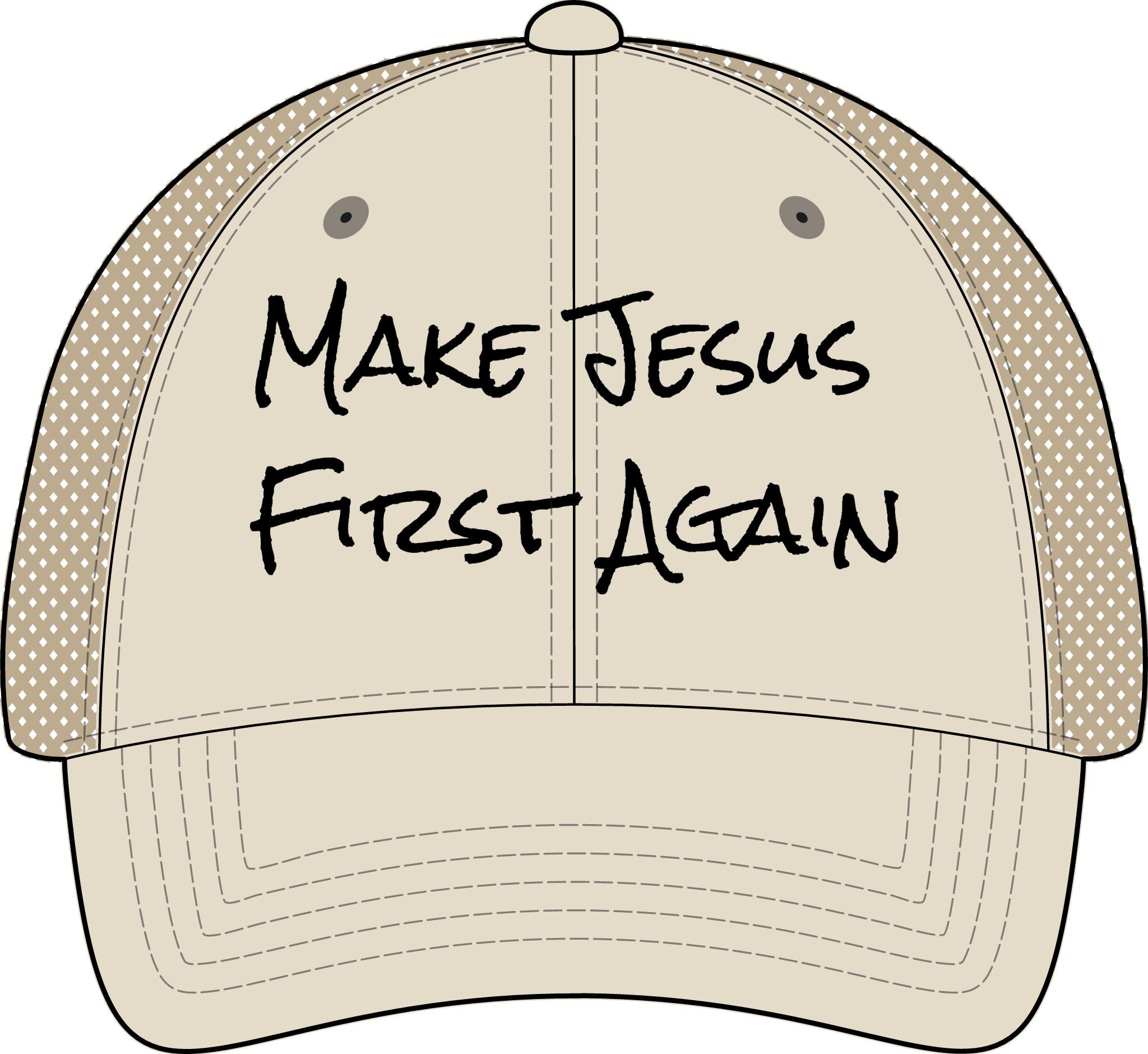 Women's Washed Mesh-Back Cap-Make Jesus First Again