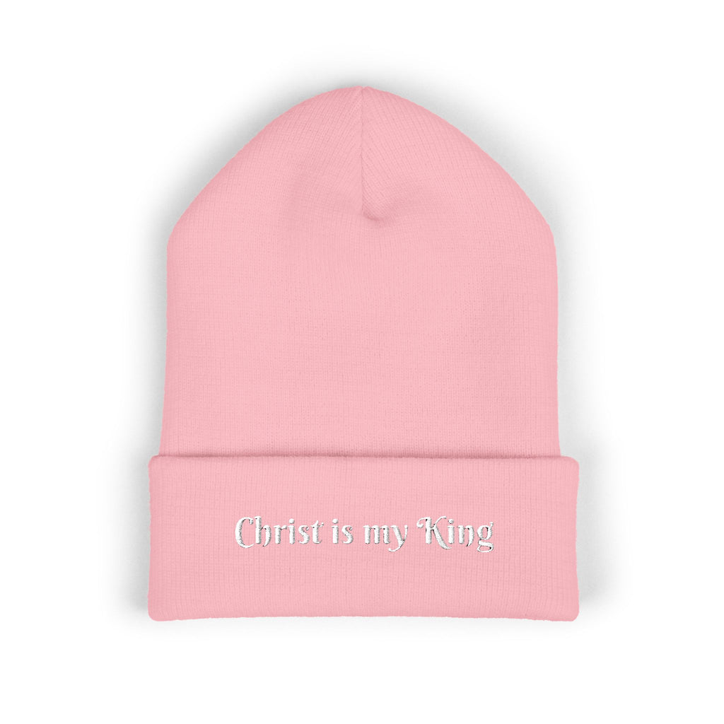 Embroidered "Christ is my King" Cuffed Beanie