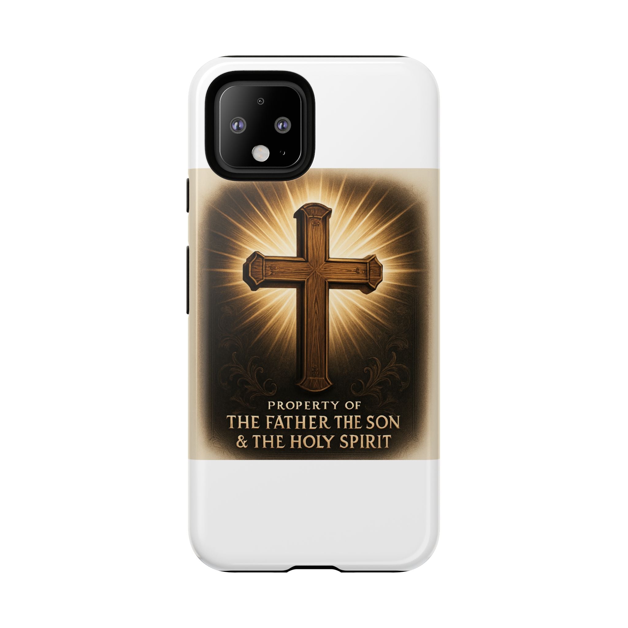 Christian Cross Phone Case — "Property of The Father, The Son & The Holy Spirit"