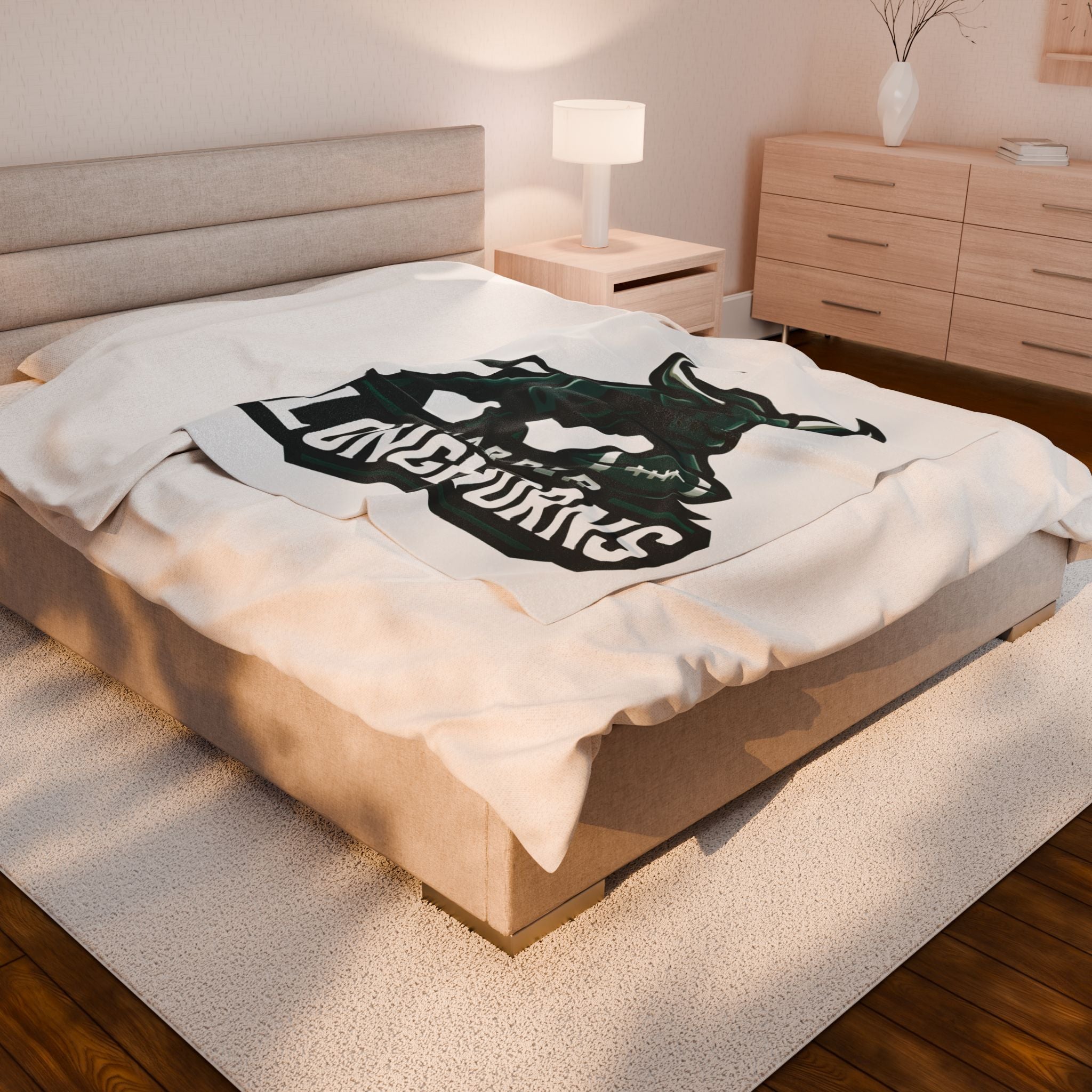 Personalized Velveteen Plush Blanket - Harper Longhorns Team Spirit-White