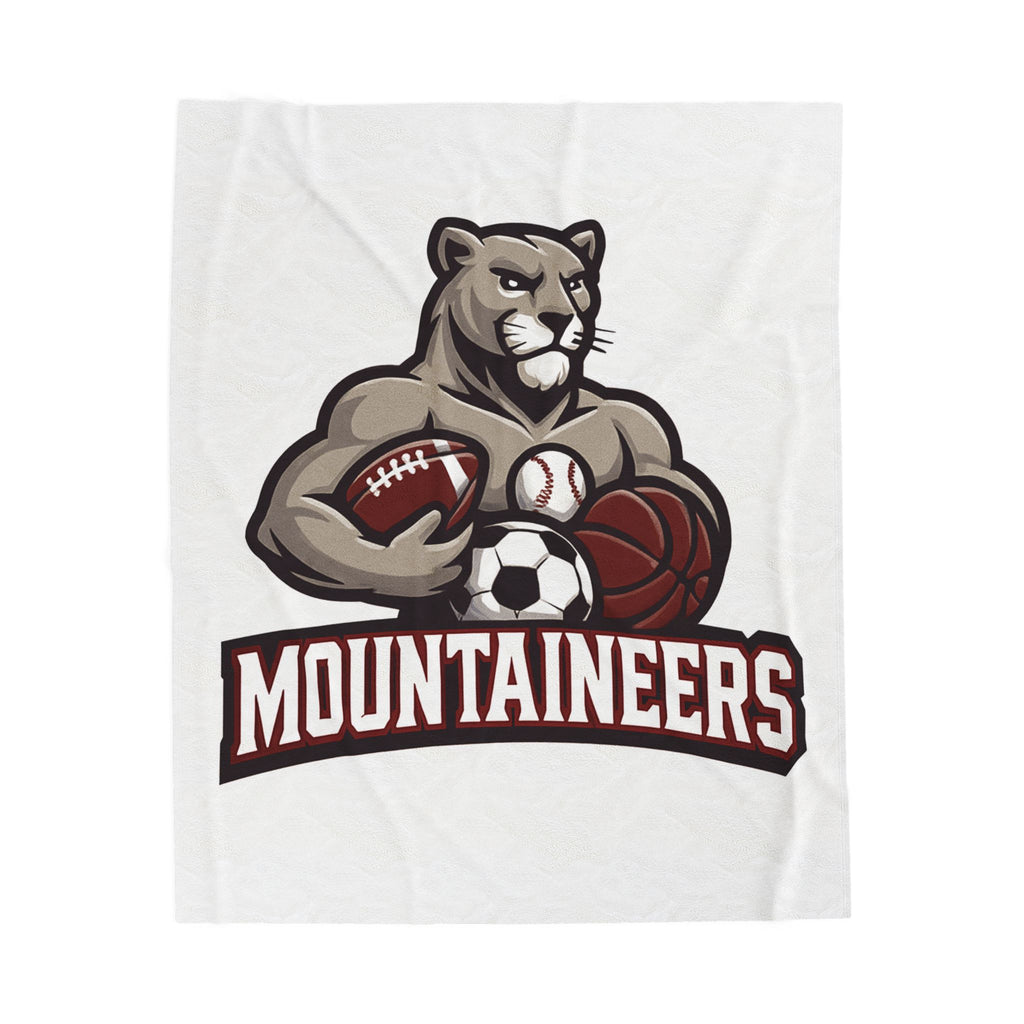Mountaineers Sports Mascot Velveteen Plush Blanket — Football, Soccer & Basketball Team Throw