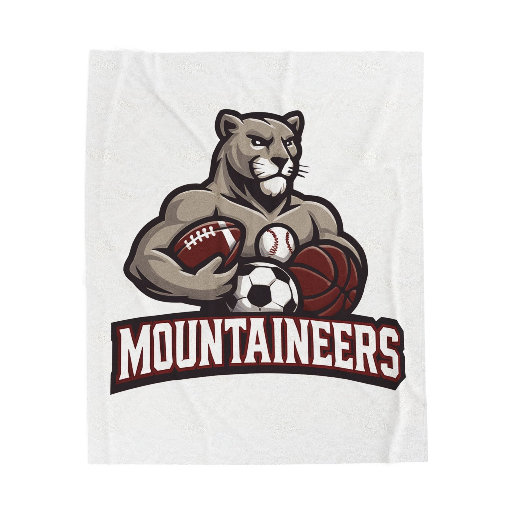 Mountaineers Sports Mascot Velveteen Plush Blanket — Football, Soccer & Basketball Team Throw