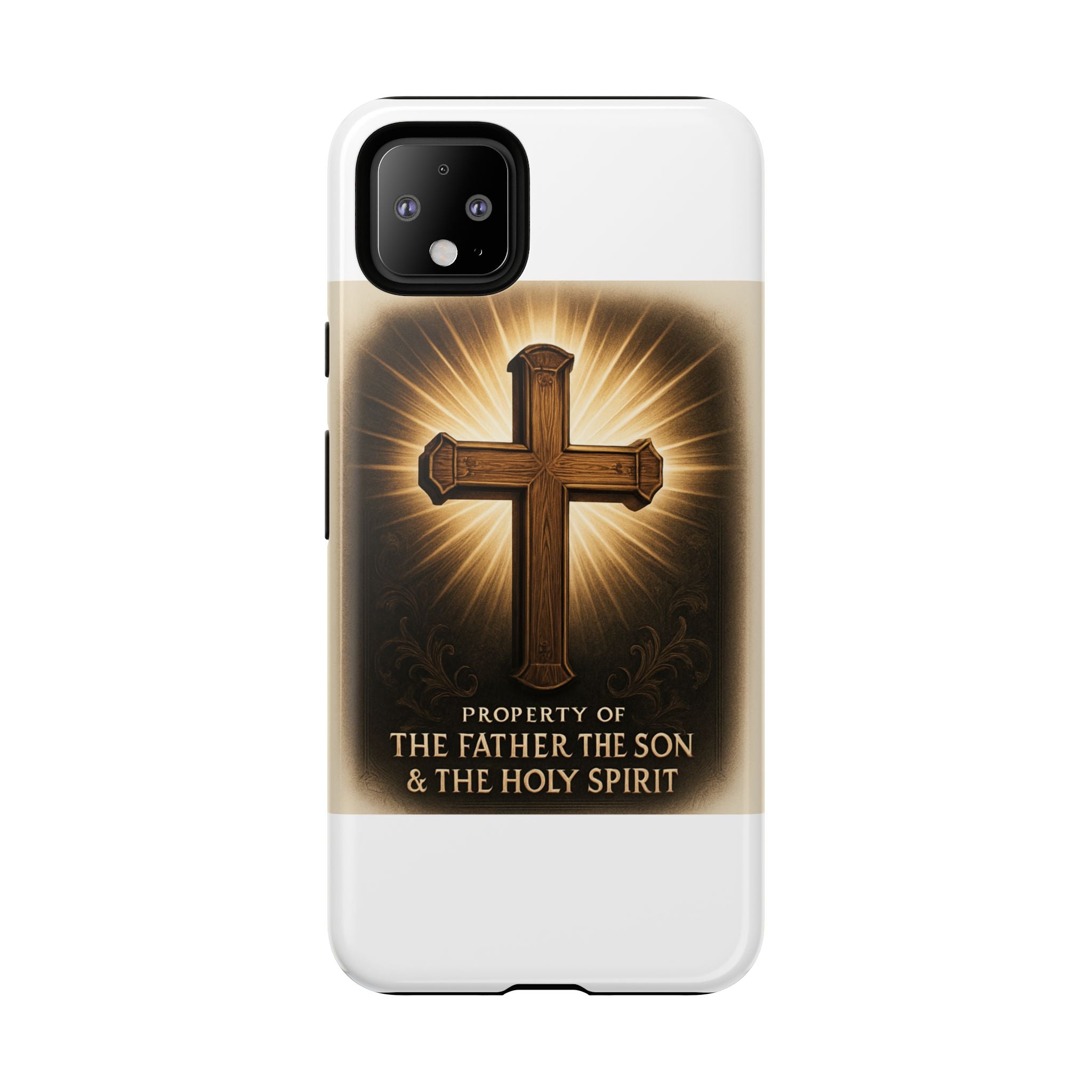 Christian Cross Phone Case — "Property of The Father, The Son & The Holy Spirit"