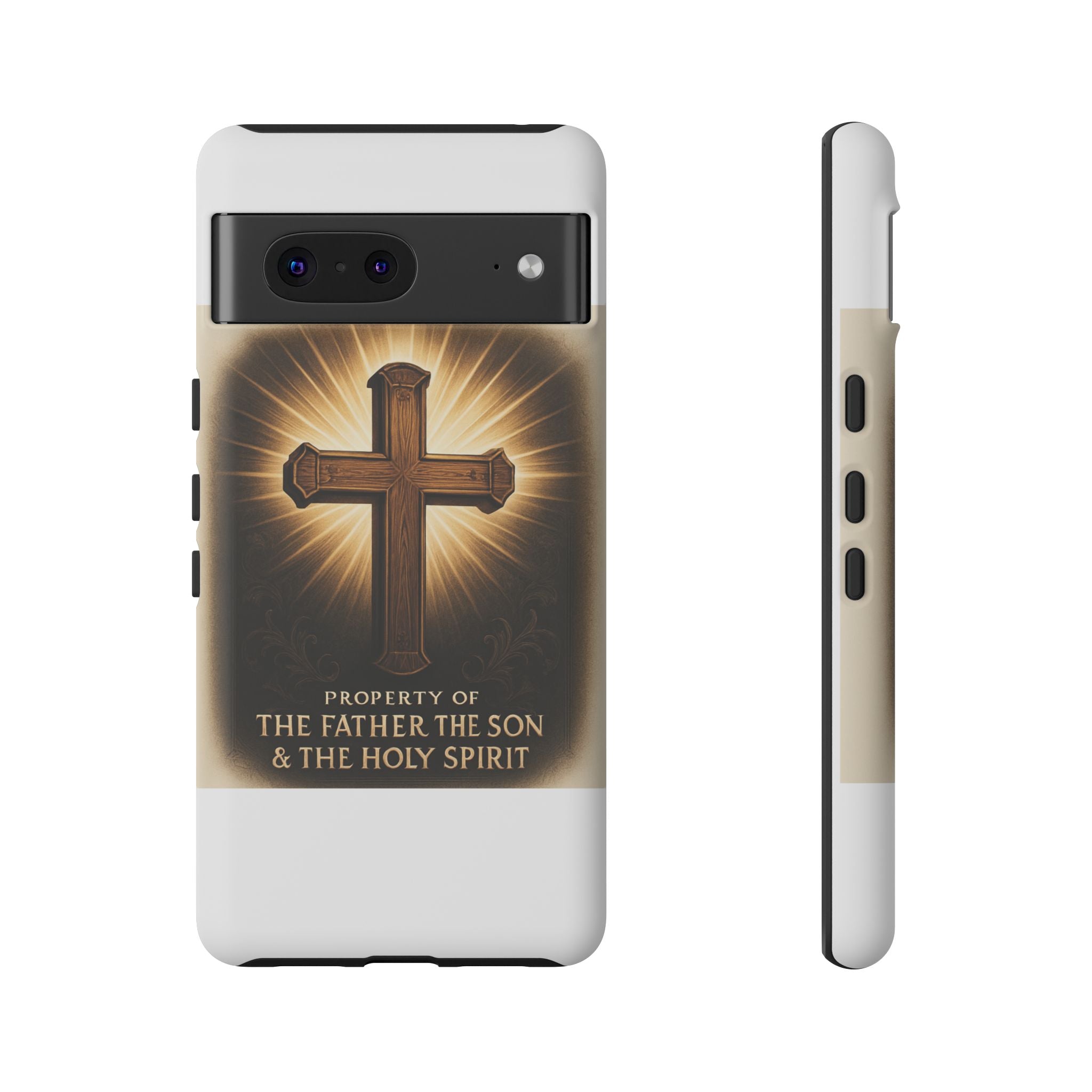 Christian Cross Phone Case — "Property of The Father, The Son & The Holy Spirit"
