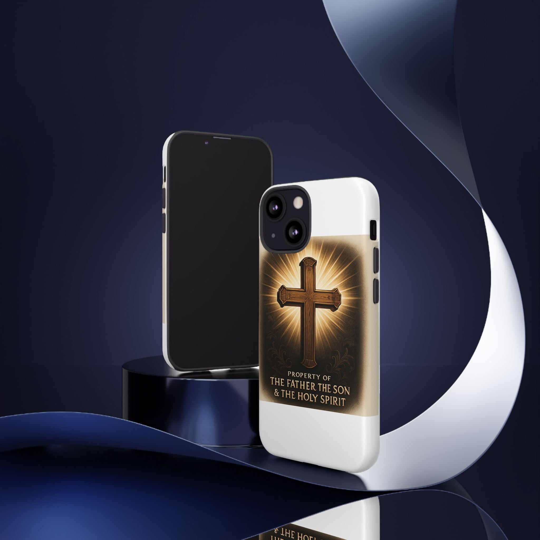 Christian Cross Phone Case — "Property of The Father, The Son & The Holy Spirit"