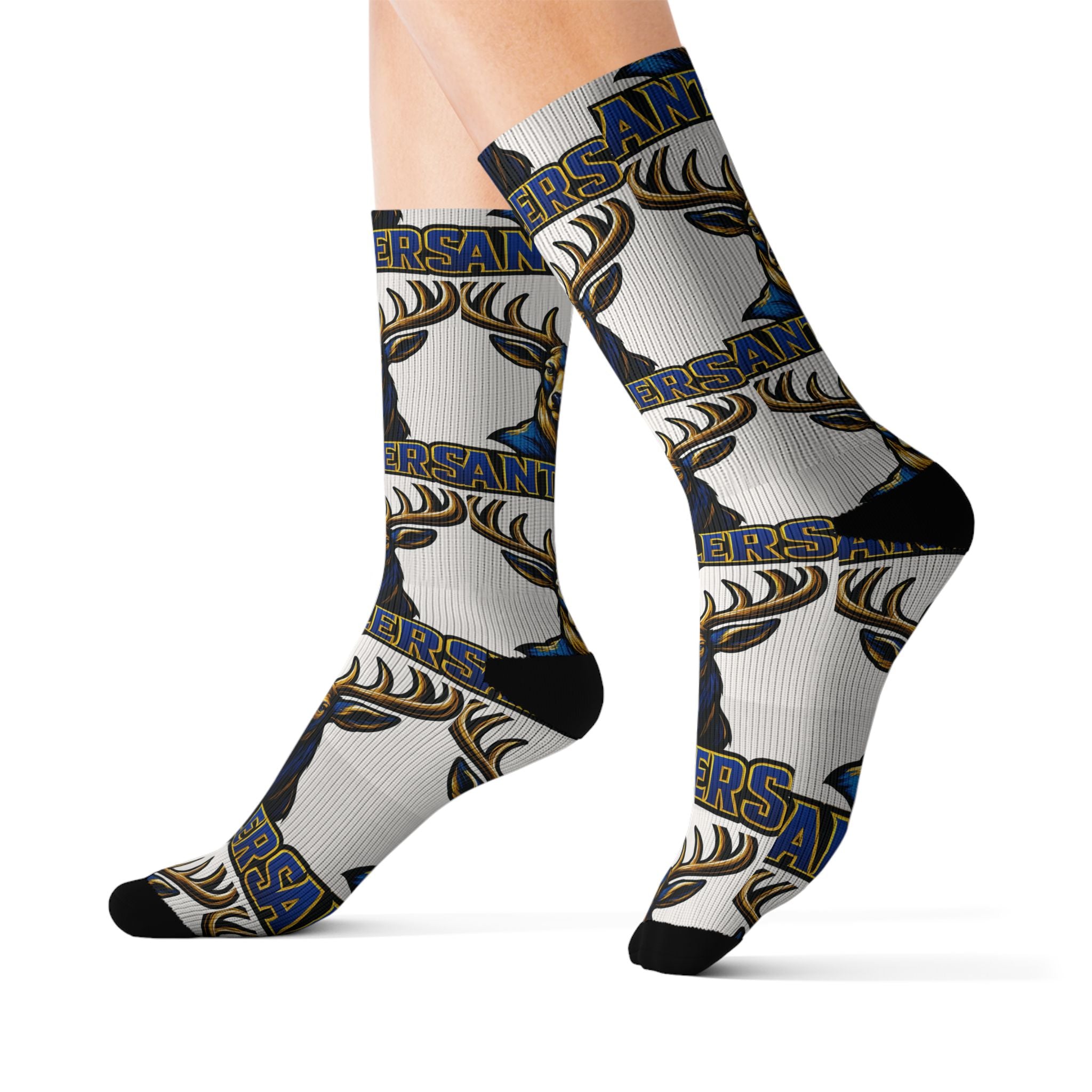 Antlers Team Logo Socks — Custom Sublimation Sports Crew Socks