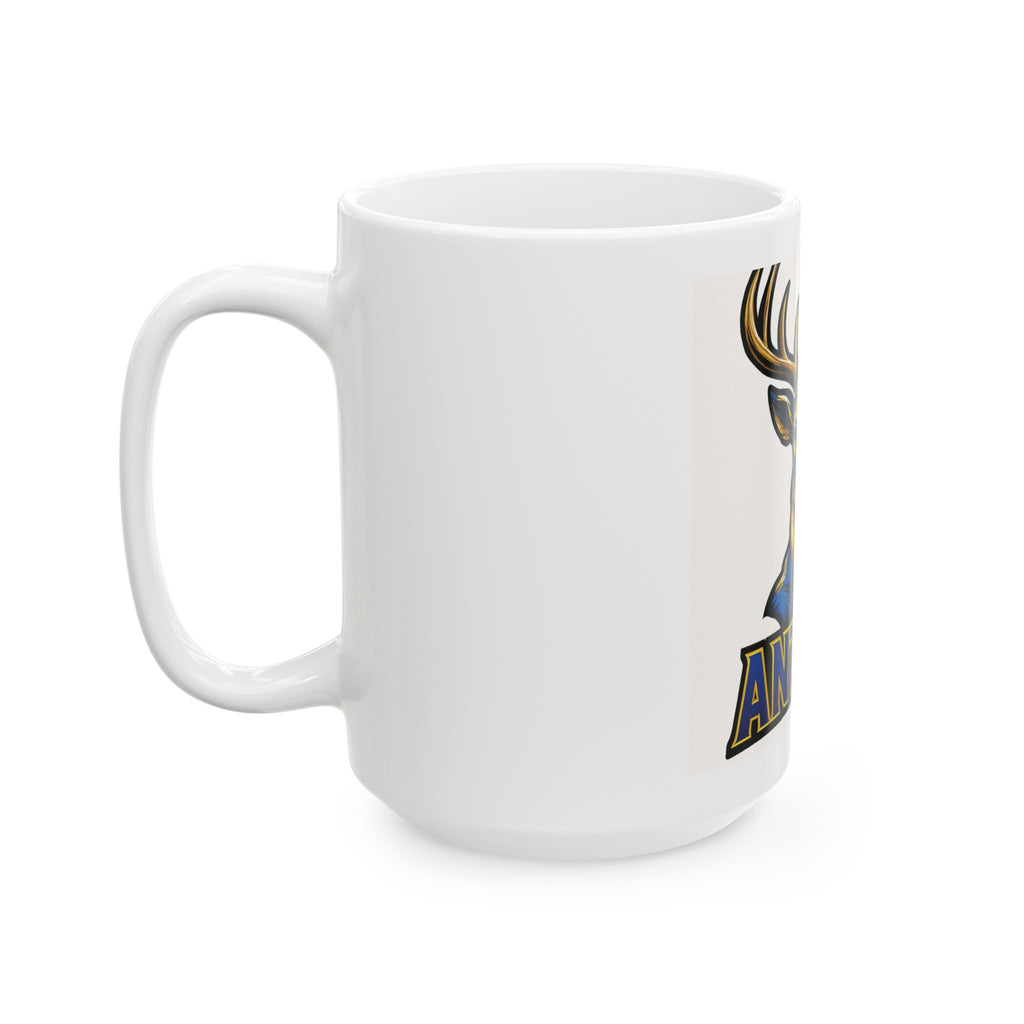 Tivy Antlers Stag Ceramic Mug — Bold Deer Head Coffee Cup (11oz, 15oz)