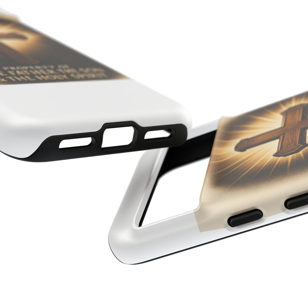 Christian Cross Phone Case — "Property of The Father, The Son & The Holy Spirit"
