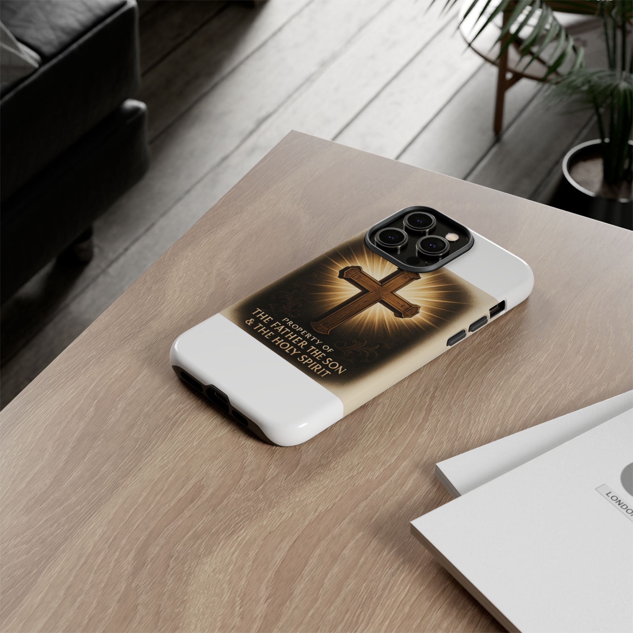 Christian Cross Phone Case — "Property of The Father, The Son & The Holy Spirit"