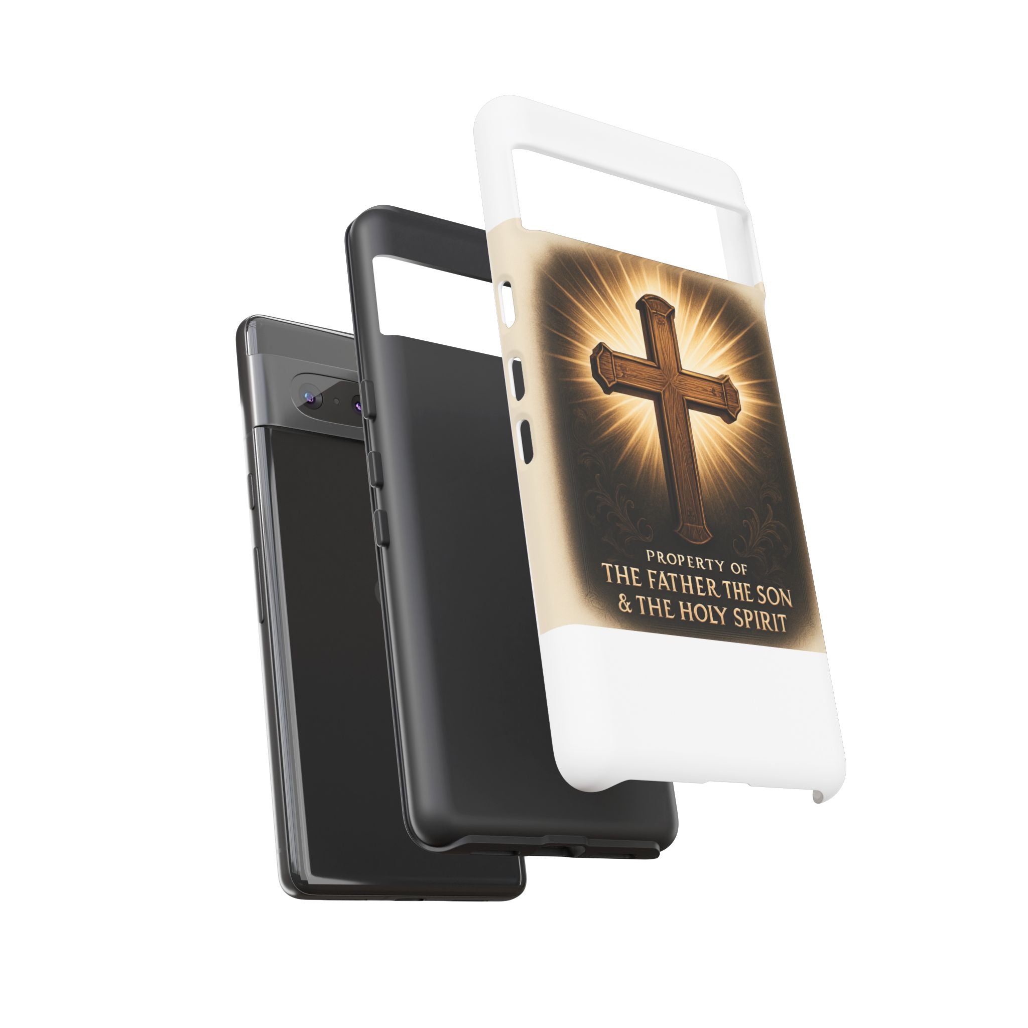 Christian Cross Phone Case — "Property of The Father, The Son & The Holy Spirit"