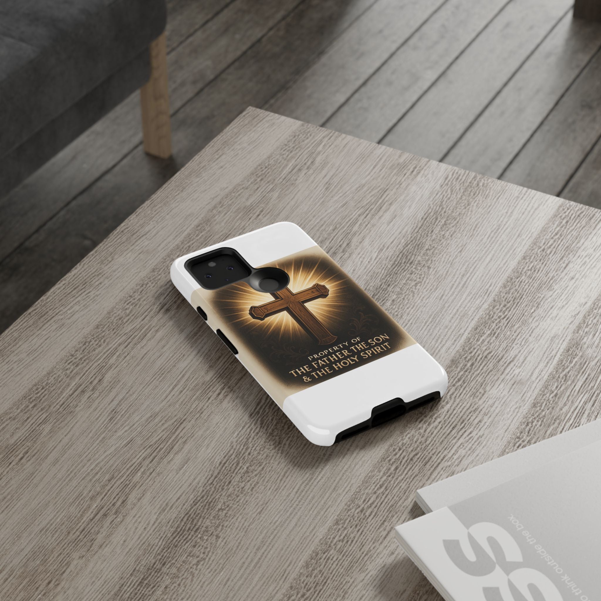 Christian Cross Phone Case — "Property of The Father, The Son & The Holy Spirit"