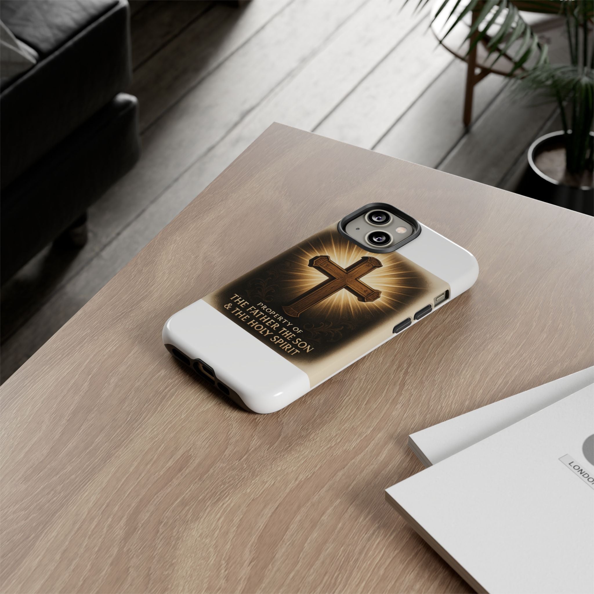 Christian Cross Phone Case — "Property of The Father, The Son & The Holy Spirit"
