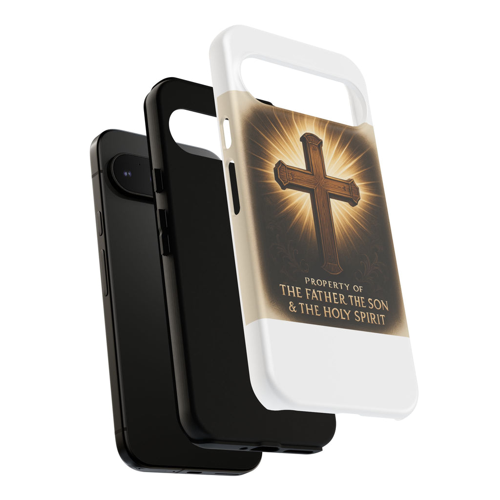 Christian Cross Phone Case — "Property of The Father, The Son & The Holy Spirit"