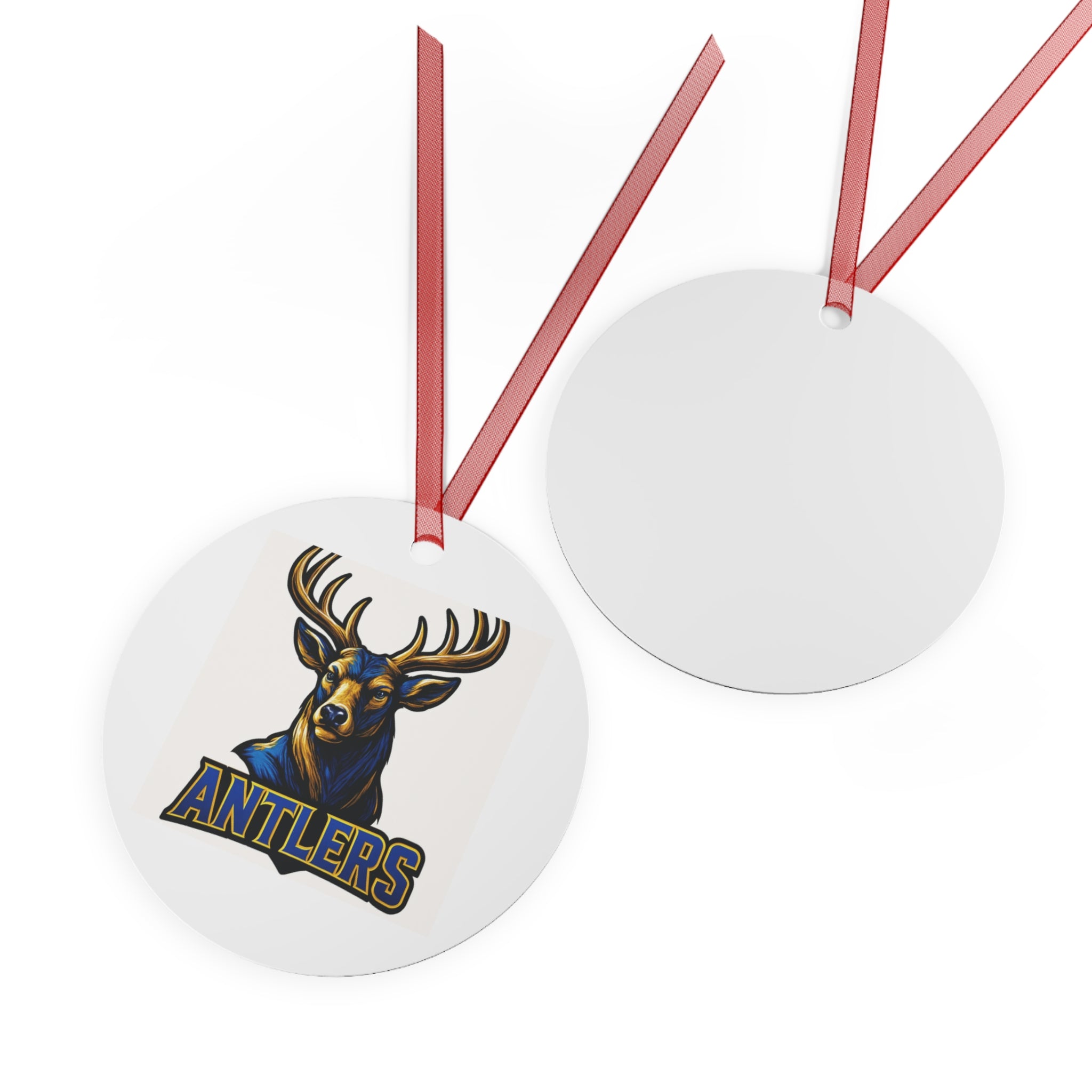 Antlers Deer Mascot Metal Ornament — Sports Team Christmas Decoration
