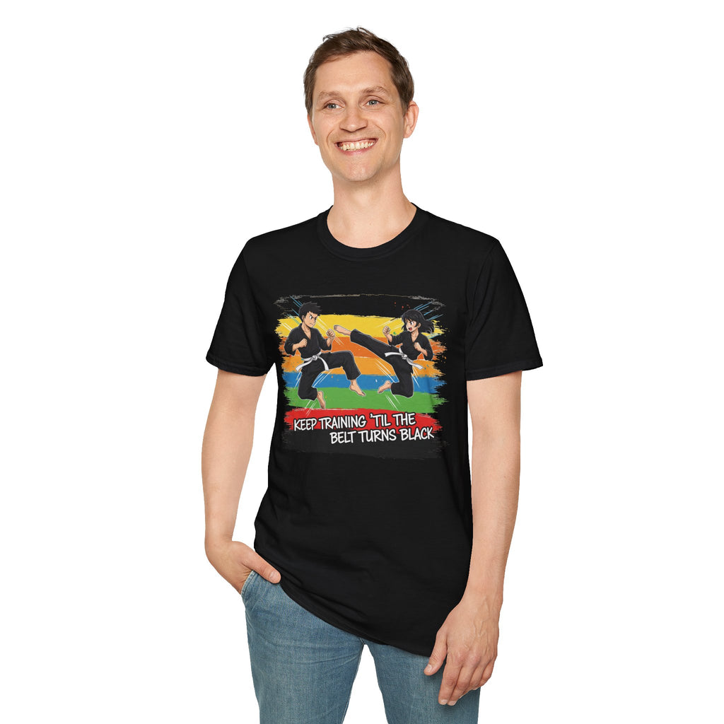 Adult "Keep Training 'Til The Belt Turns Black" Graphic Tee