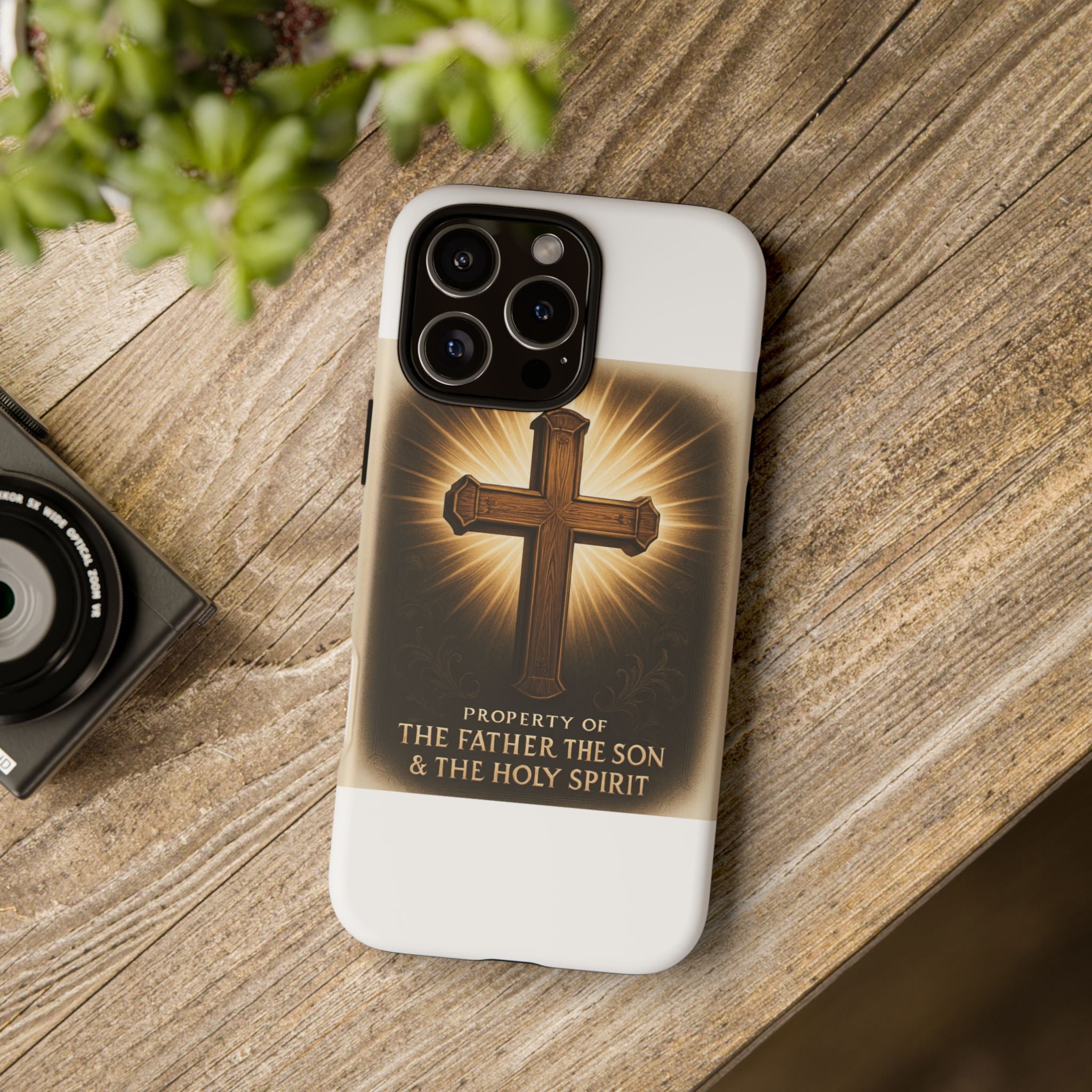 Christian Cross Phone Case — "Property of The Father, The Son & The Holy Spirit"