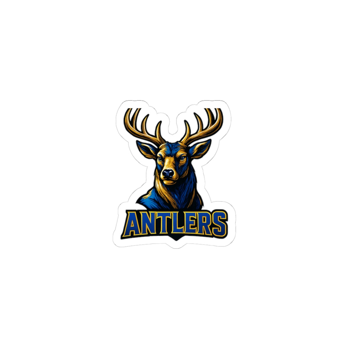 Antlers Mascot Sticker — Kiss‑Cut Team Logo Sticker for Laptops, Water Bottles & Gear