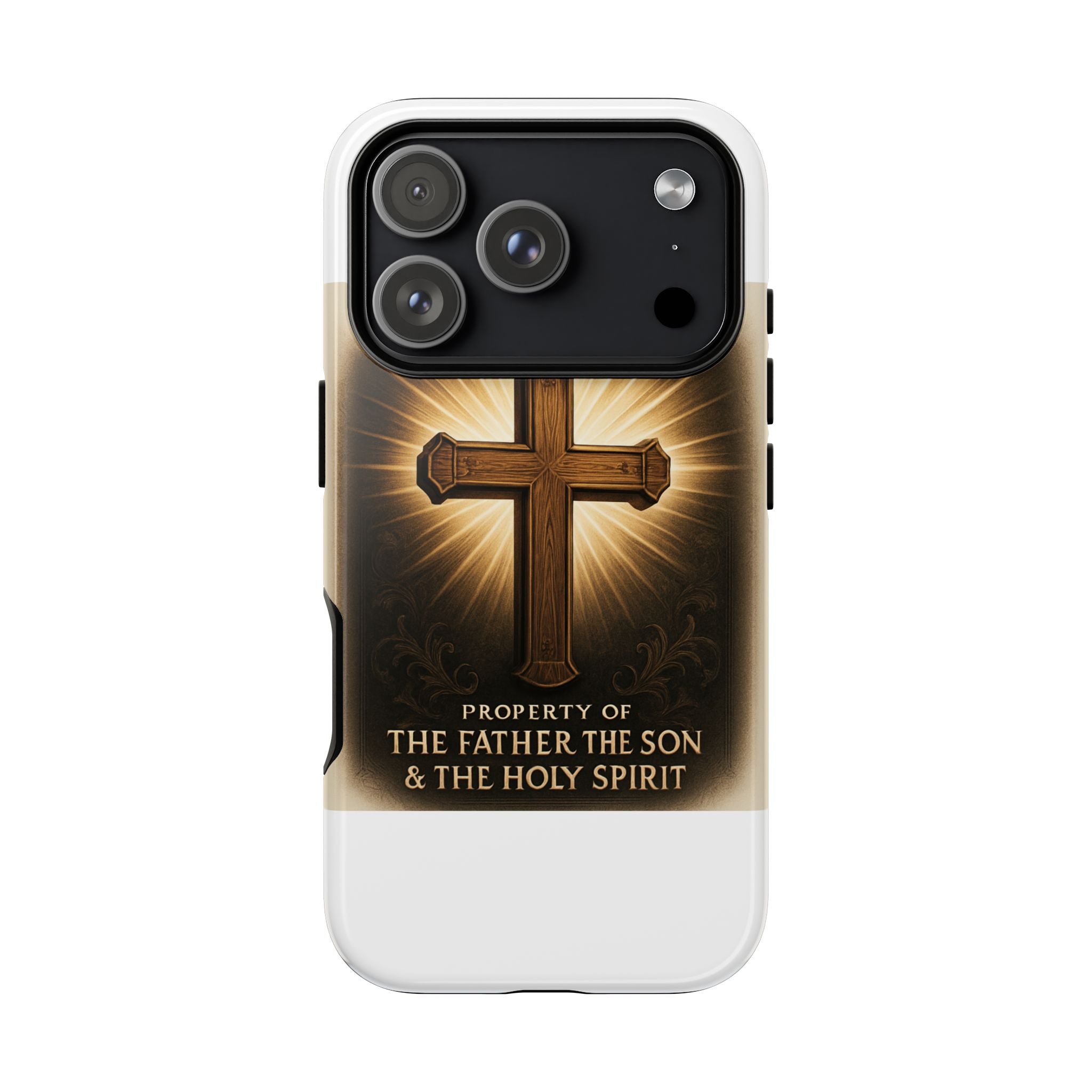 Christian Cross Phone Case — "Property of The Father, The Son & The Holy Spirit"