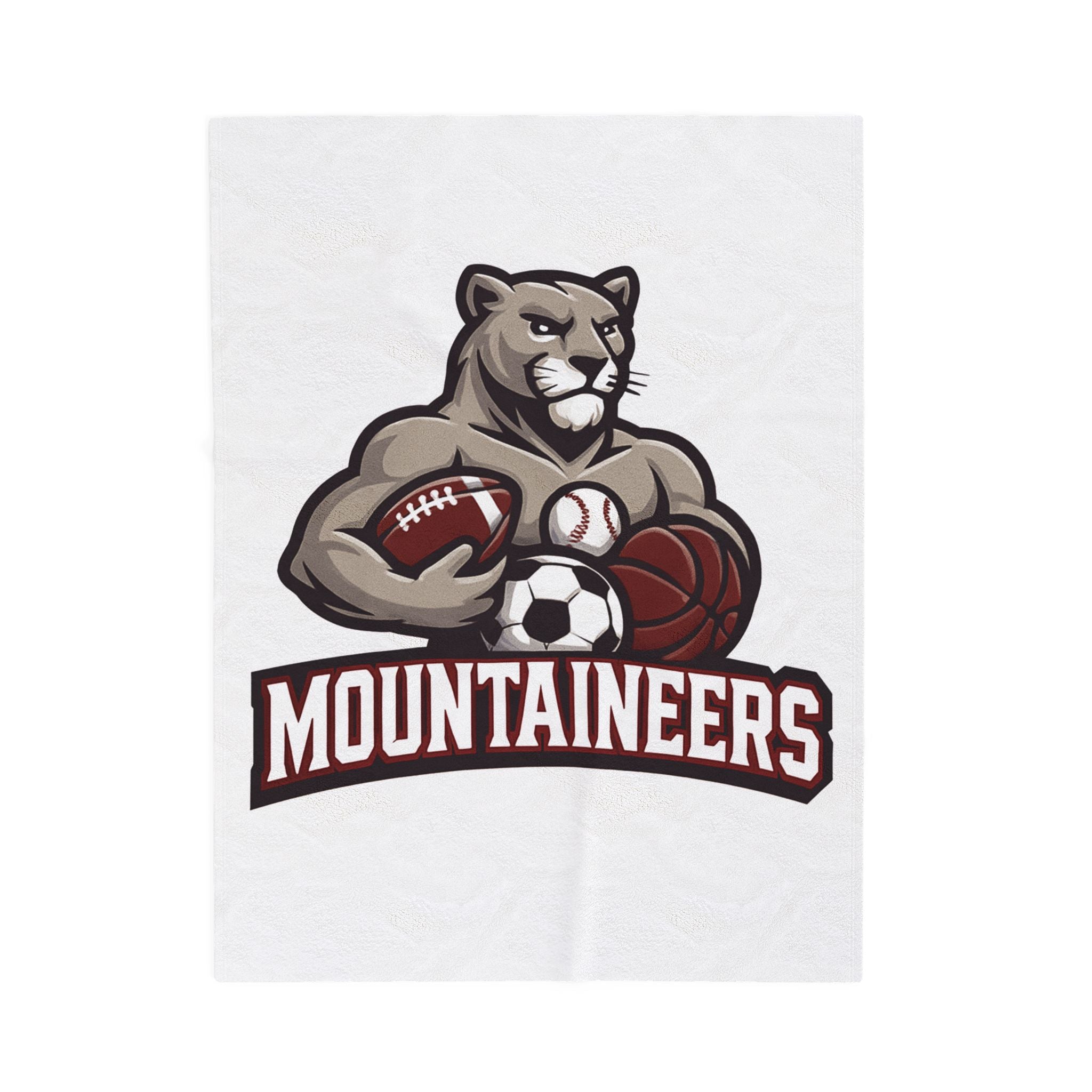 Mountaineers Sports Mascot Velveteen Plush Blanket — Football, Soccer & Basketball Team Throw