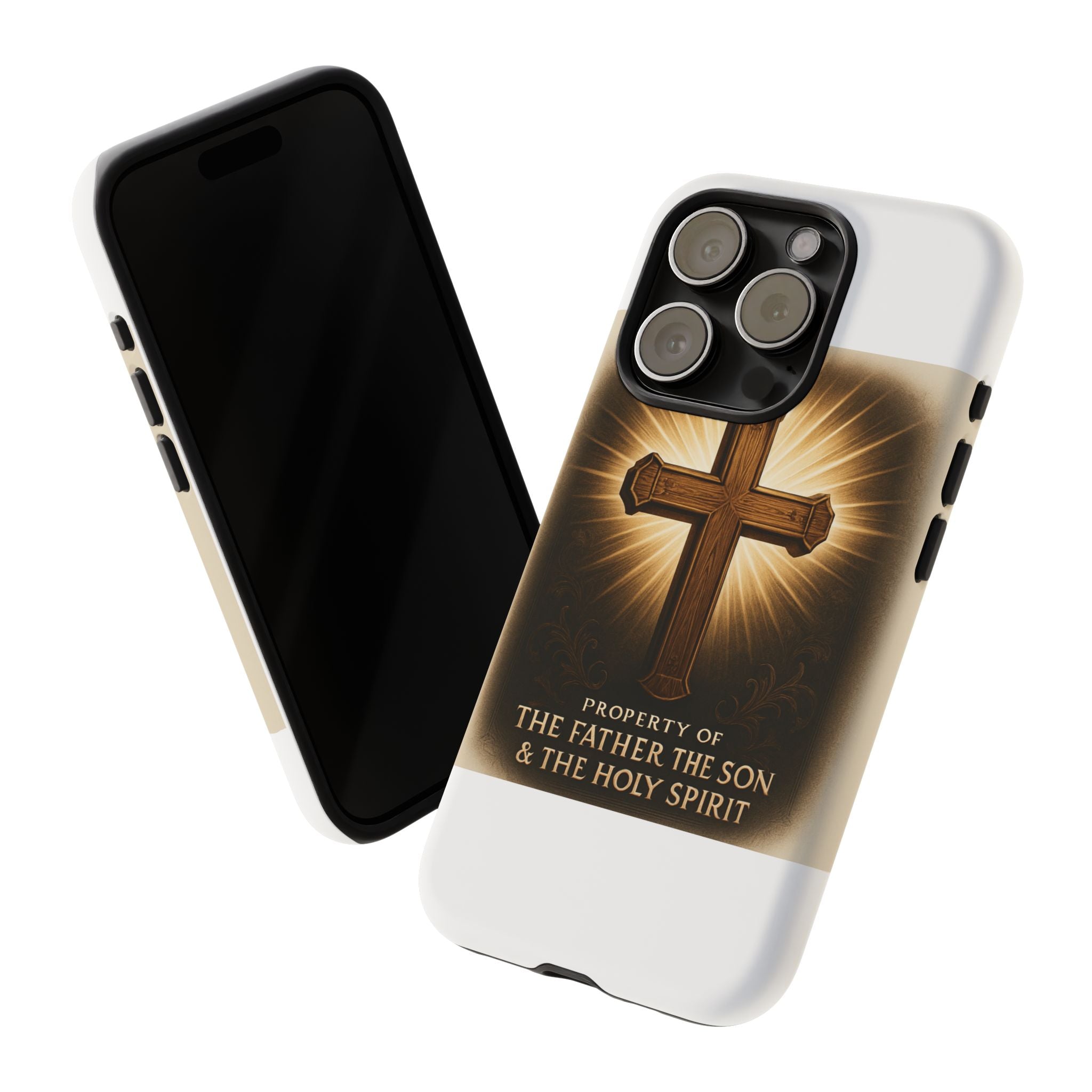 Christian Cross Phone Case — "Property of The Father, The Son & The Holy Spirit"