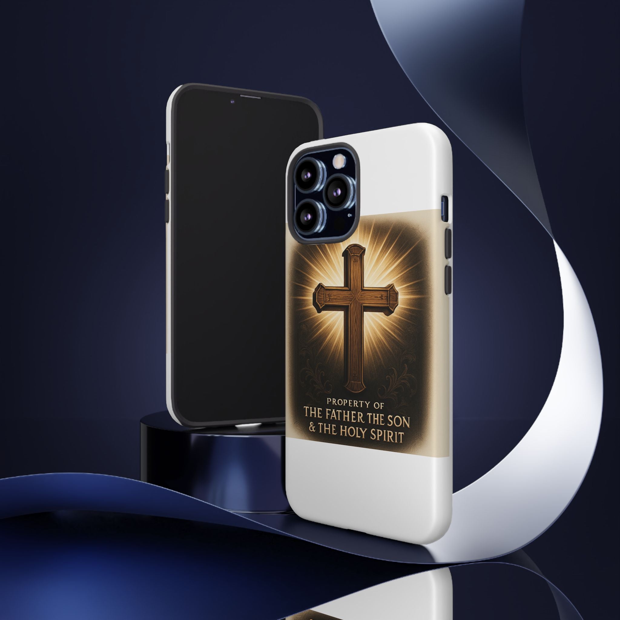 Christian Cross Phone Case — "Property of The Father, The Son & The Holy Spirit"