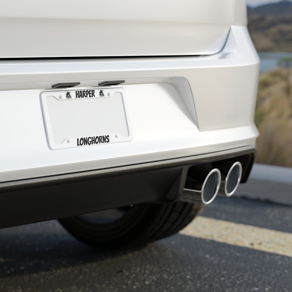 Personalized License Plate Frame - Custom 'Harper Longhorns' Car Decor