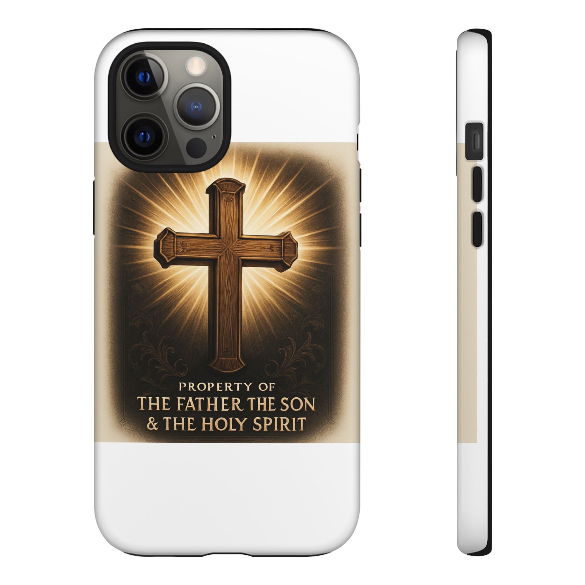 Christian Cross Phone Case — "Property of The Father, The Son & The Holy Spirit"