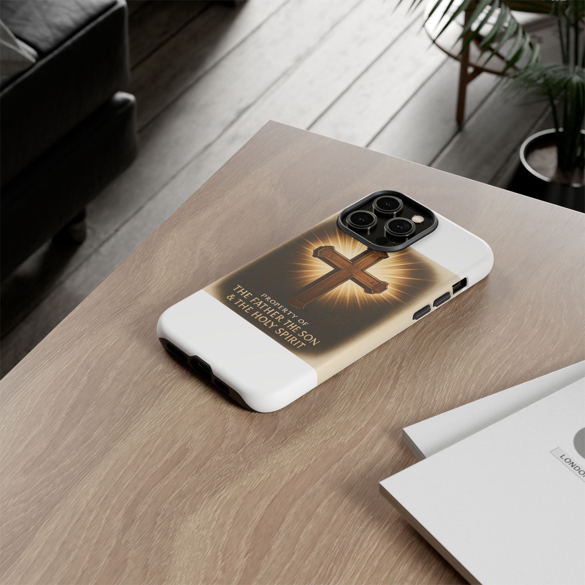 Christian Cross Phone Case — "Property of The Father, The Son & The Holy Spirit"