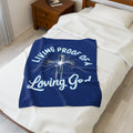 Plush Blanket — "Living Proof of a Loving God" Cross Throw