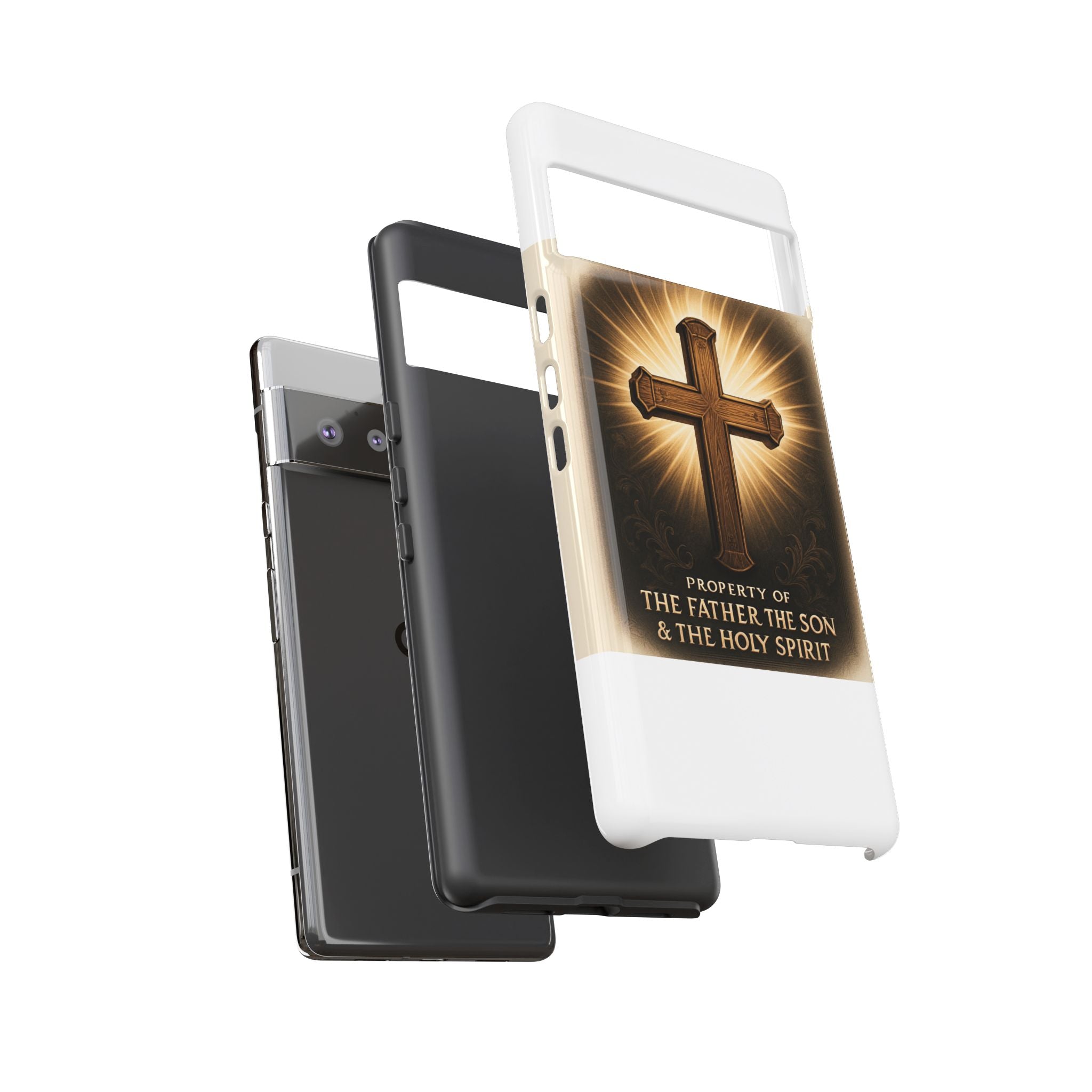 Christian Cross Phone Case — "Property of The Father, The Son & The Holy Spirit"