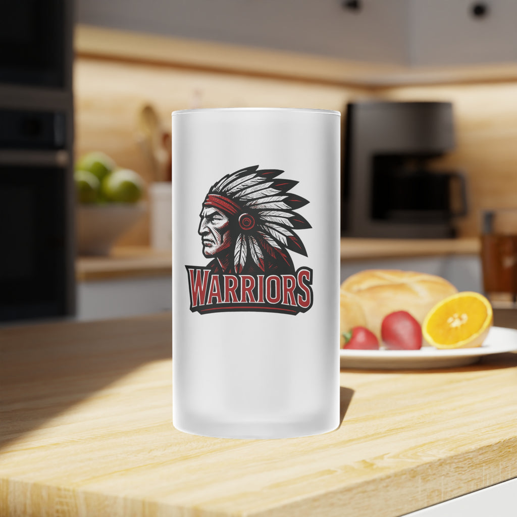 Warriors Frosted Glass Beer Mug — 16oz. Beer Stein