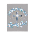 Gray Velveteen Plush Blanket — "Living Proof of a Loving God" Cross Throw
