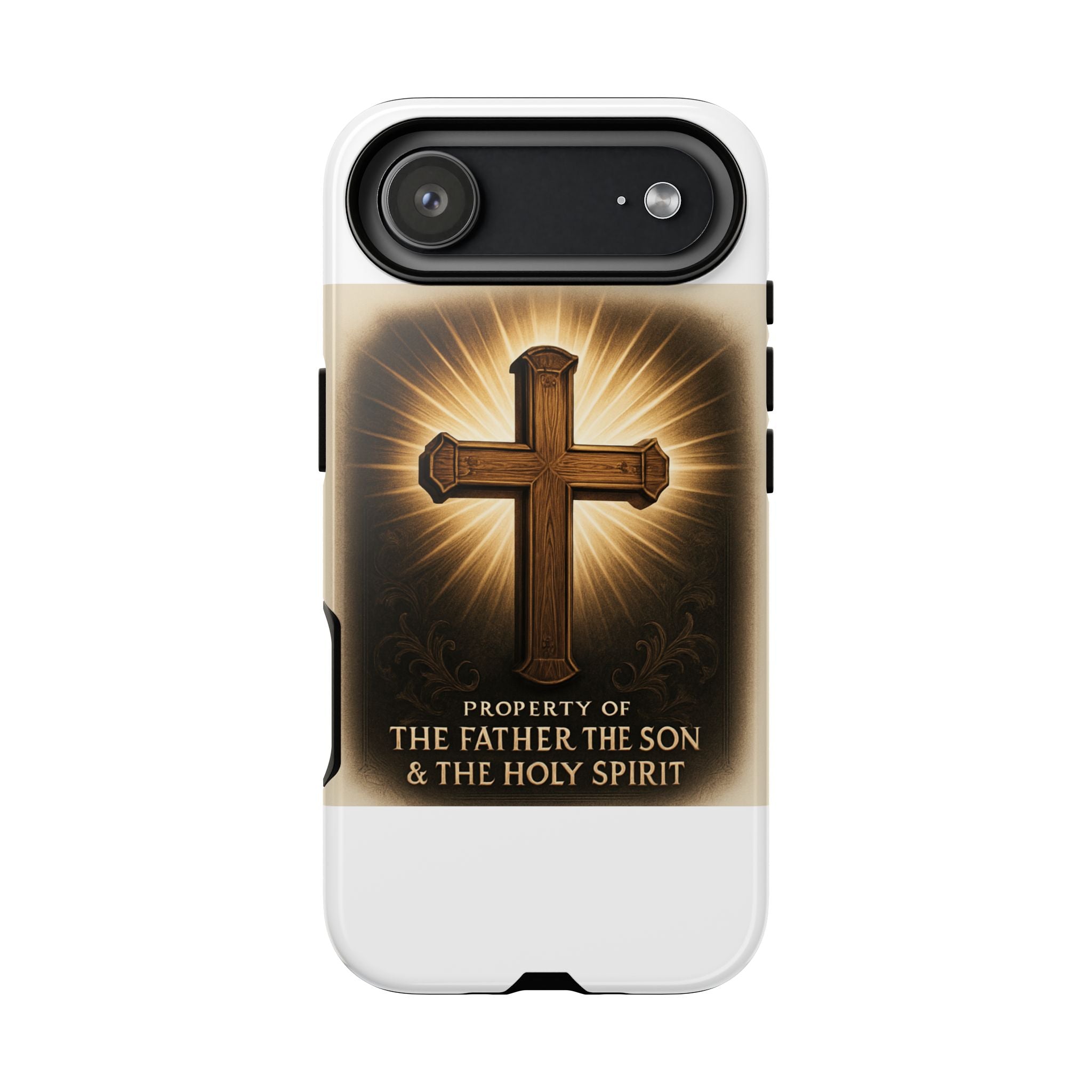 Christian Cross Phone Case — "Property of The Father, The Son & The Holy Spirit"