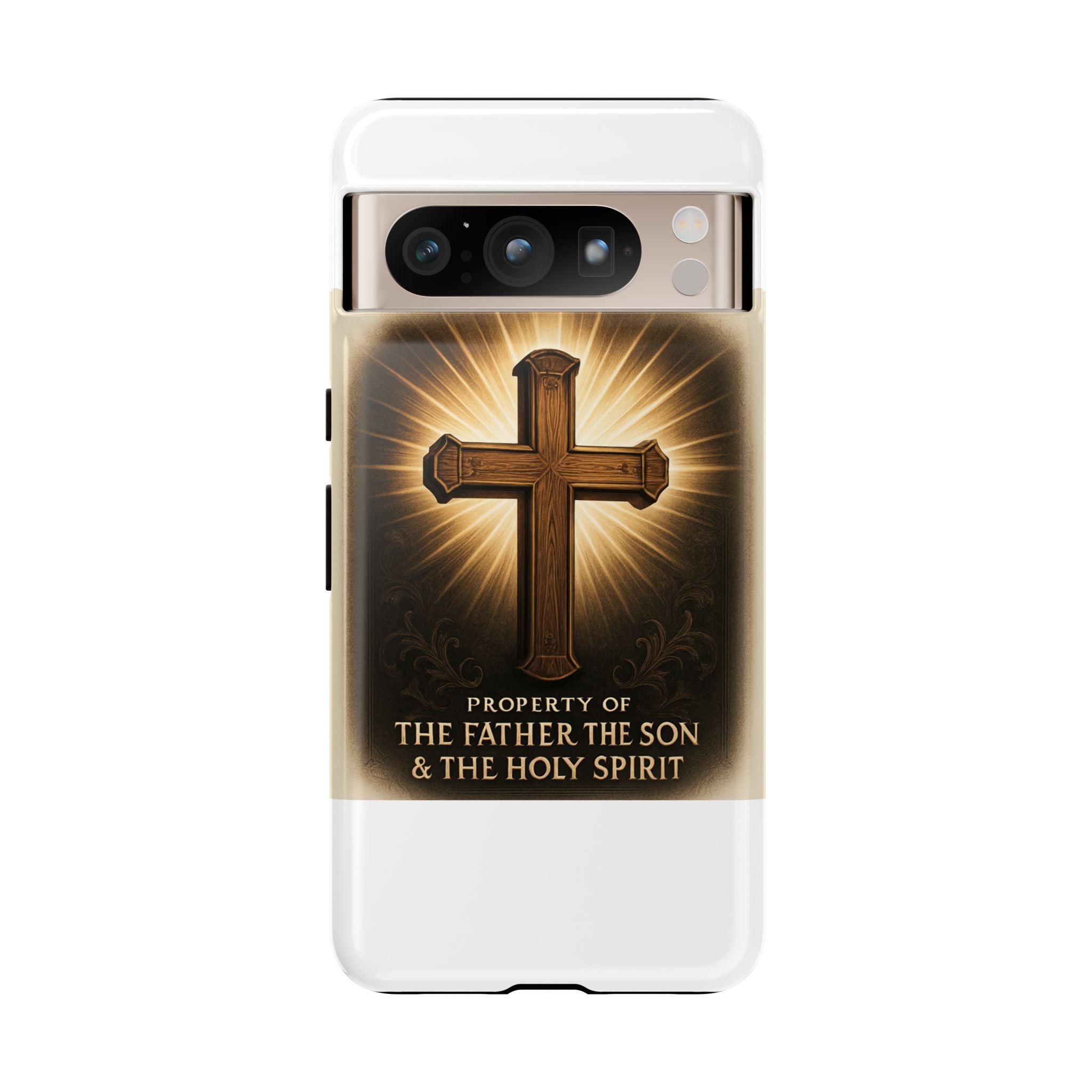 Christian Cross Phone Case — "Property of The Father, The Son & The Holy Spirit"