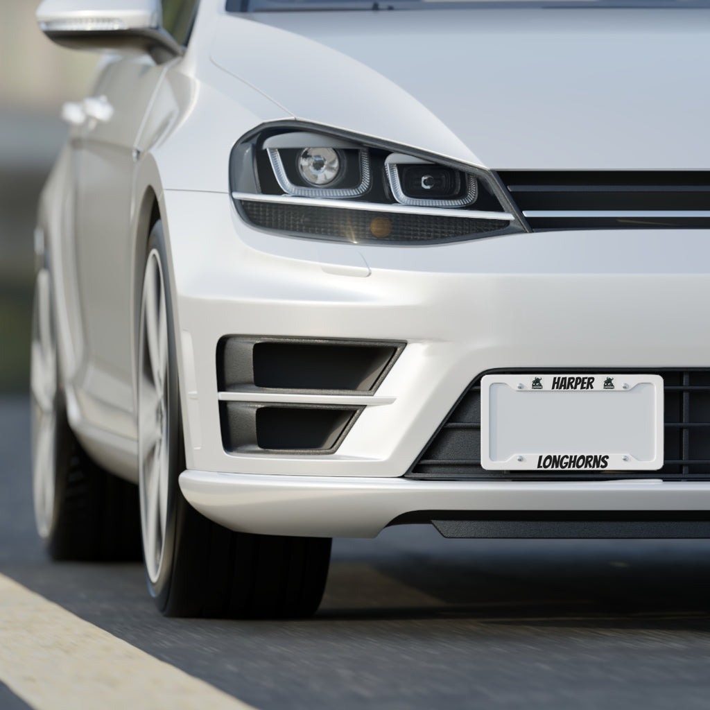 Personalized License Plate Frame - Custom 'Harper Longhorns' Car Decor