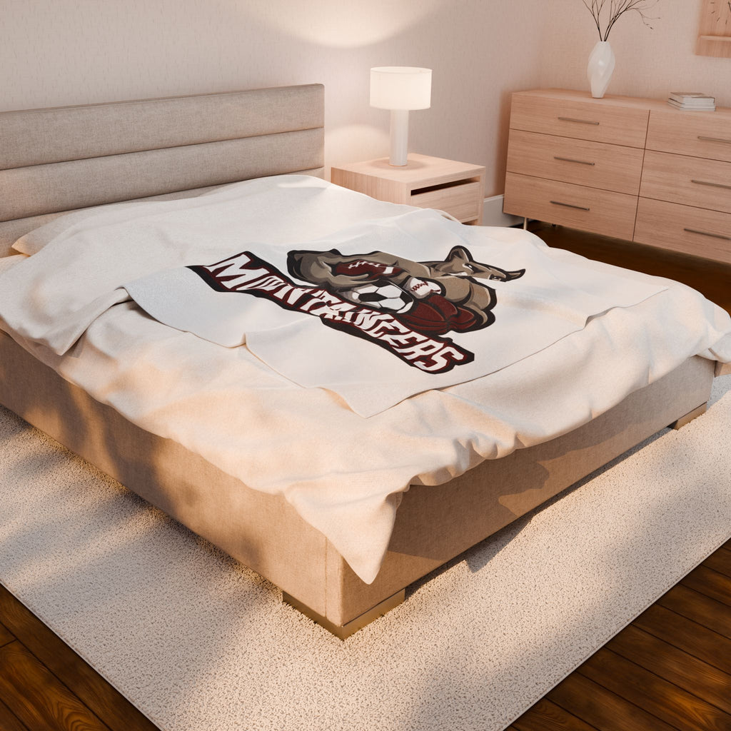 Mountaineers Sports Mascot Velveteen Plush Blanket — Football, Soccer & Basketball Team Throw